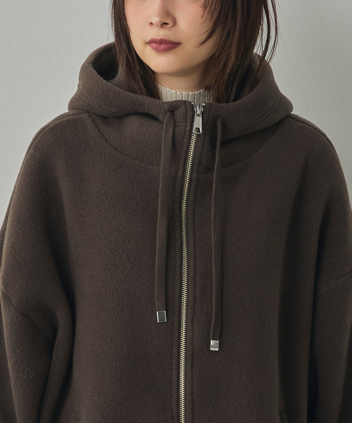 BOUCLÉ-CUT HOODED BLOUSON