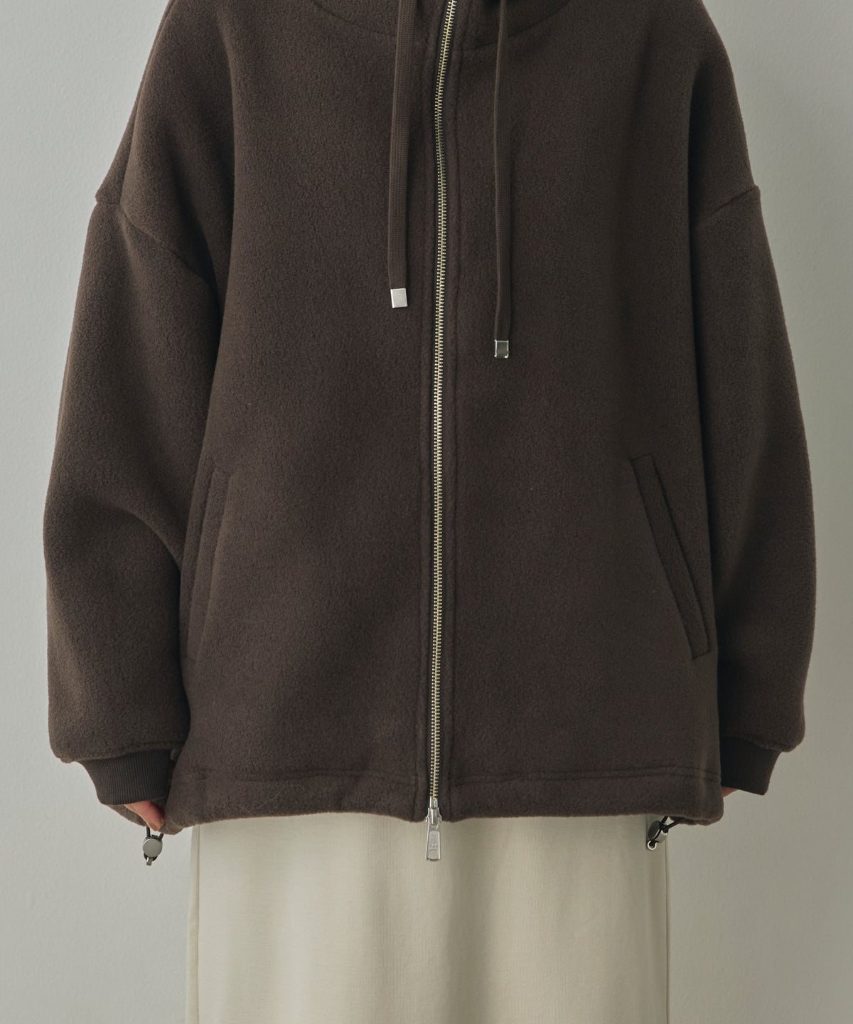 BOUCLÉ-CUT HOODED BLOUSON