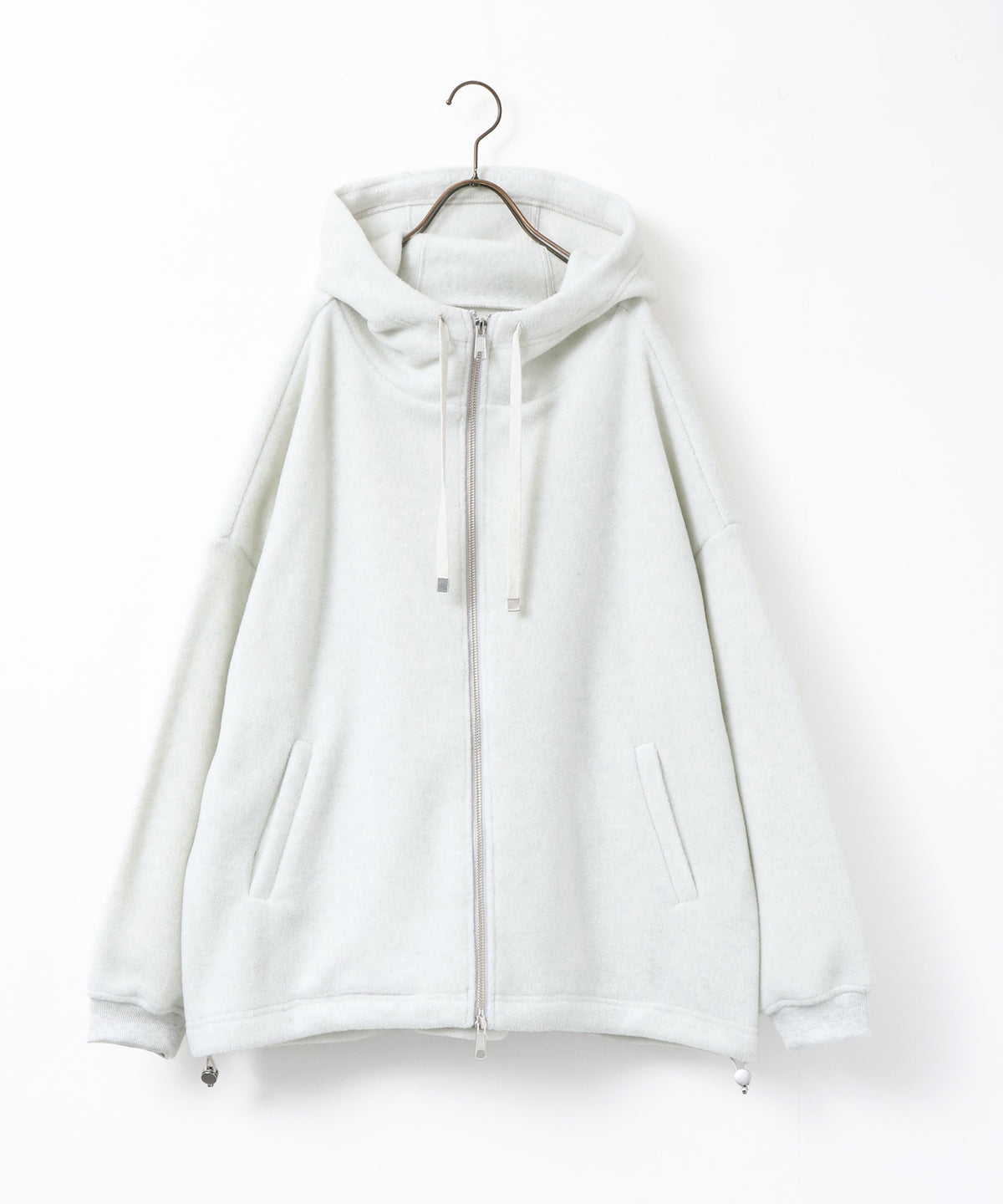 BOUCLÉ-CUT HOODED BLOUSON
