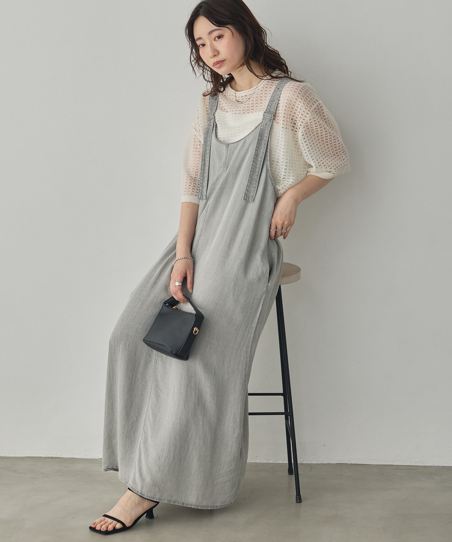 2WAY TENCEL DENIM FLARE JUMPER SKIRT