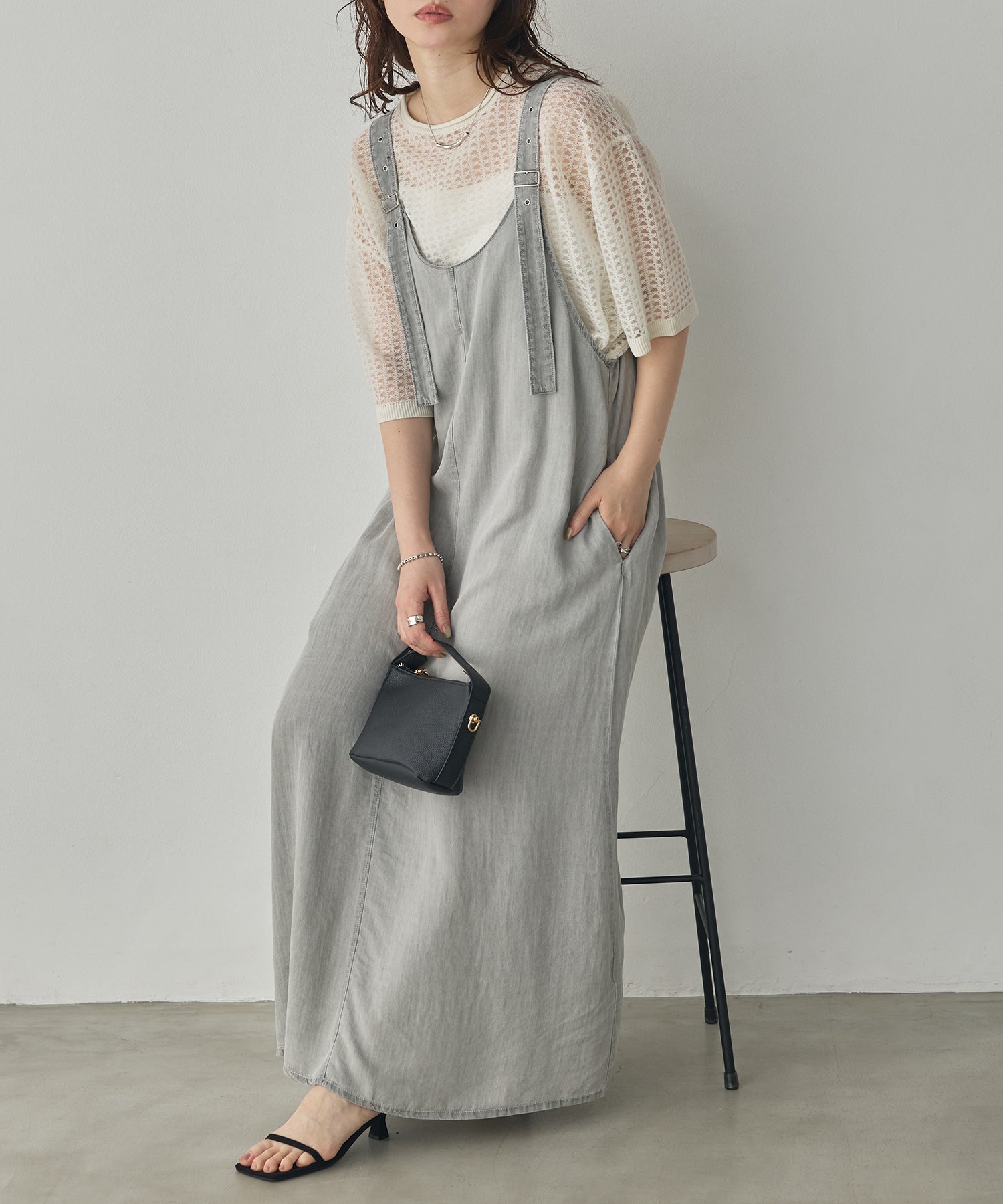 2WAY TENCEL DENIM FLARE JUMPER SKIRT
