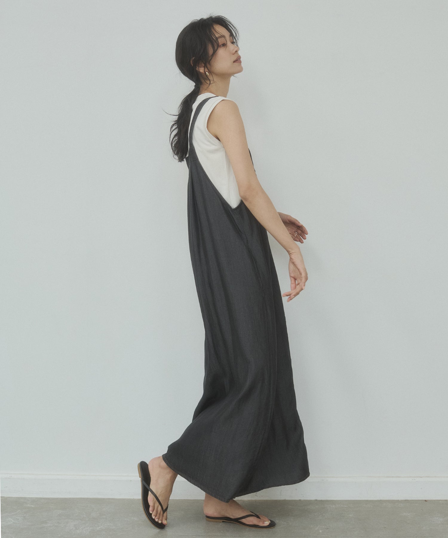 2WAY TENCEL DENIM FLARE JUMPER SKIRT