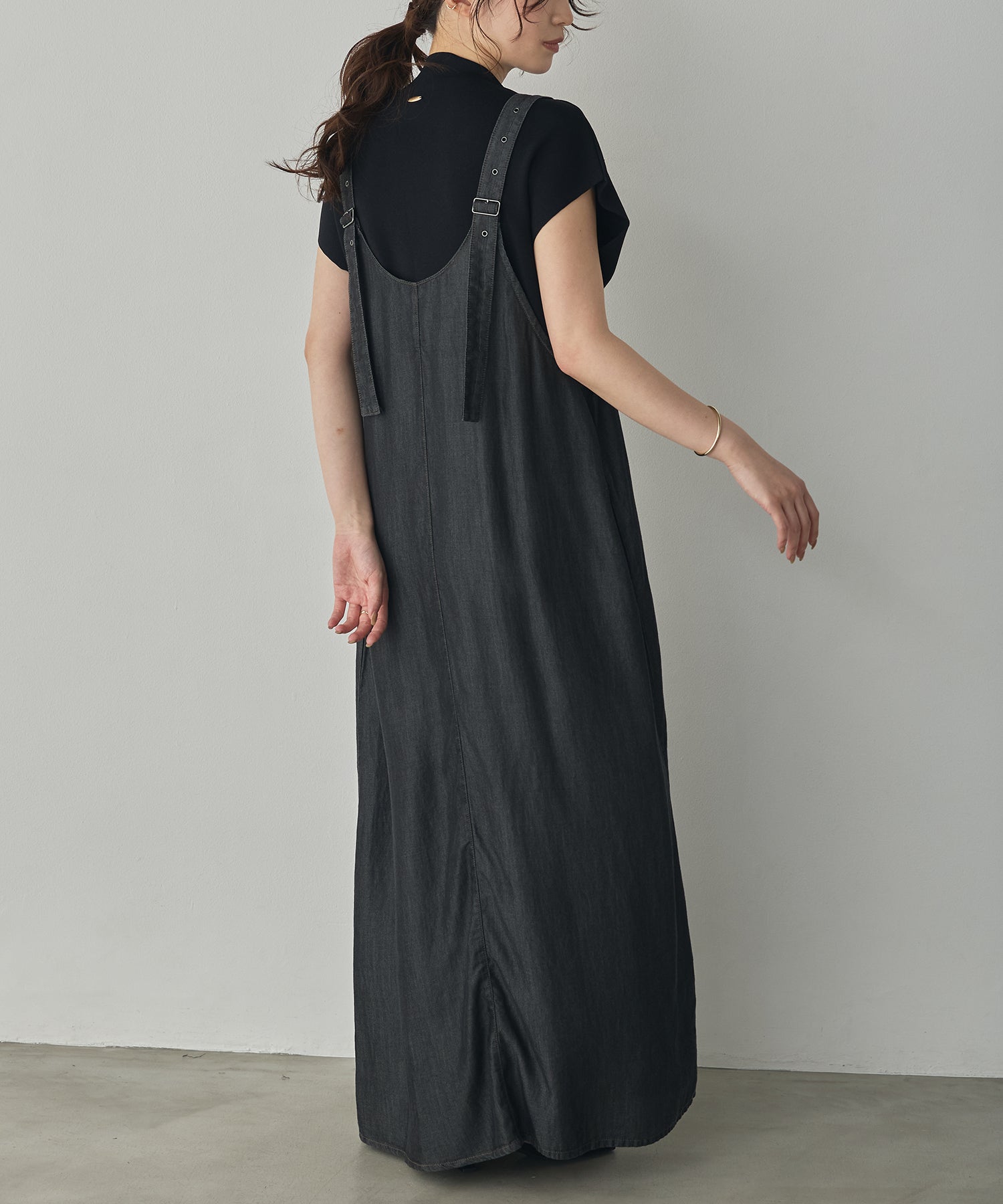 2WAY TENCEL DENIM FLARE JUMPER SKIRT