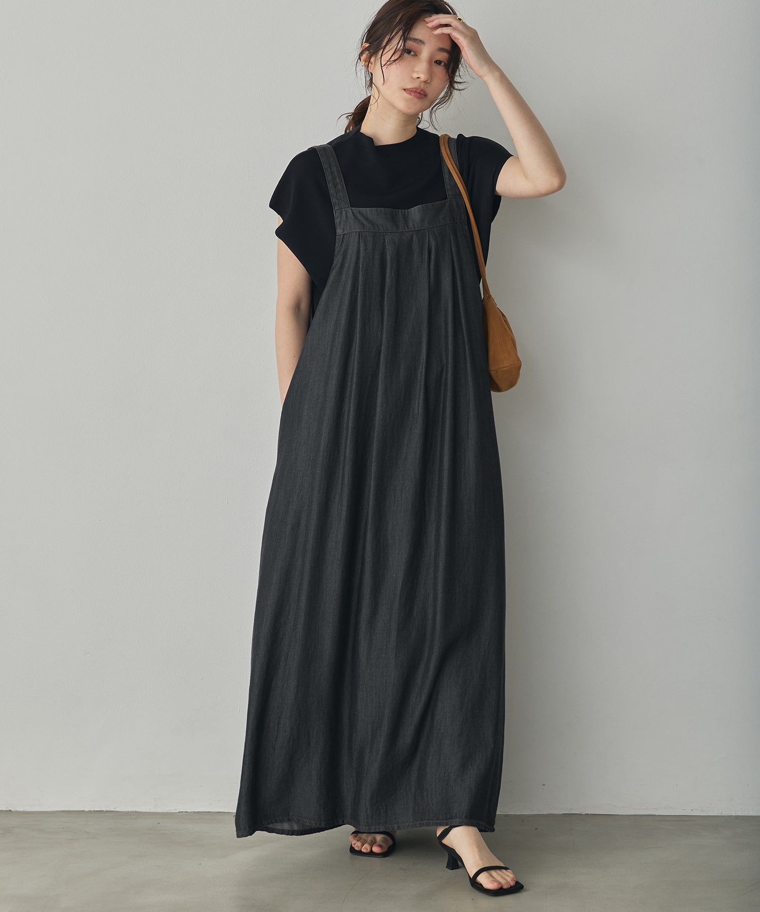 2WAY TENCEL DENIM FLARE JUMPER SKIRT