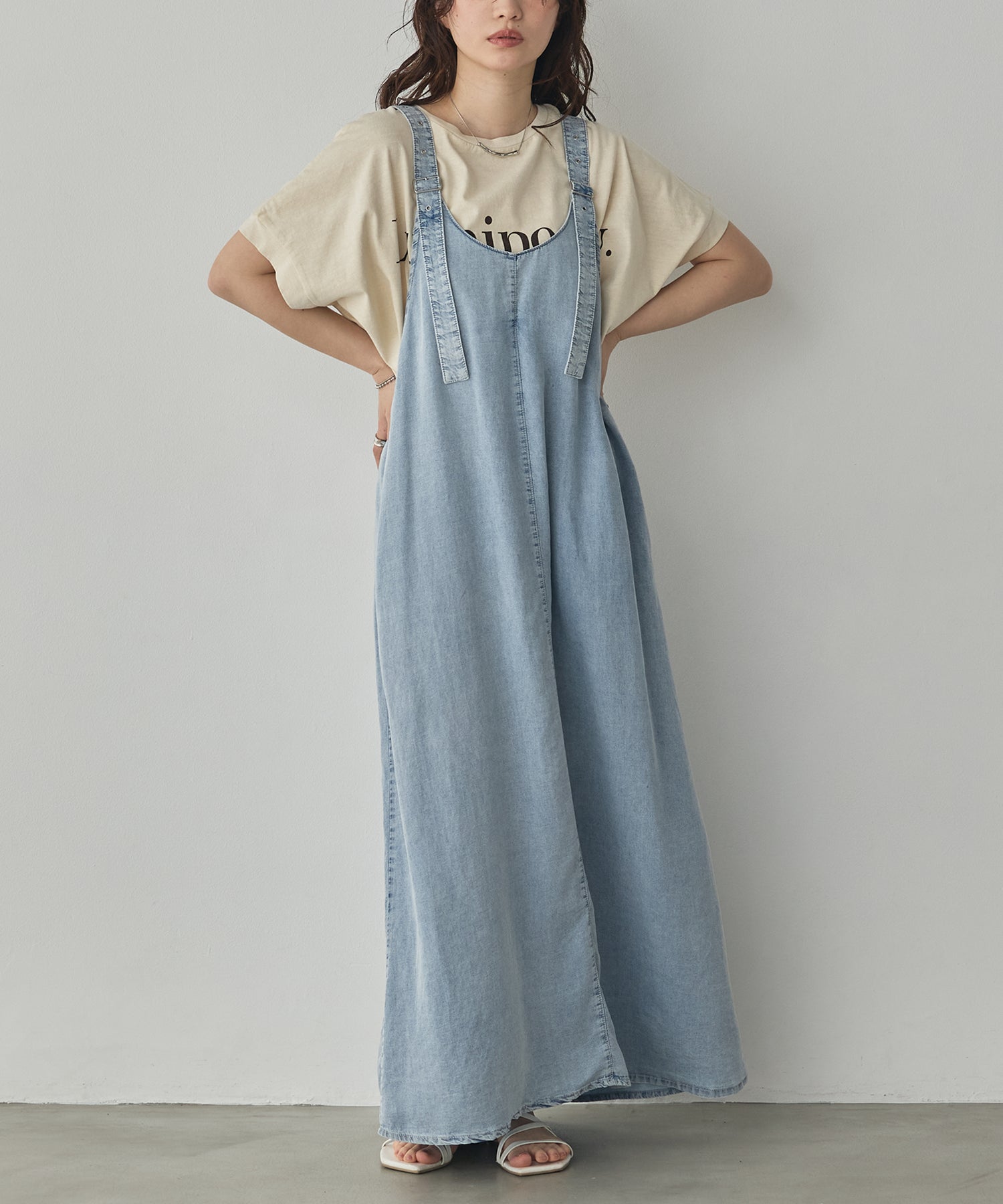 2WAY TENCEL DENIM FLARE JUMPER SKIRT