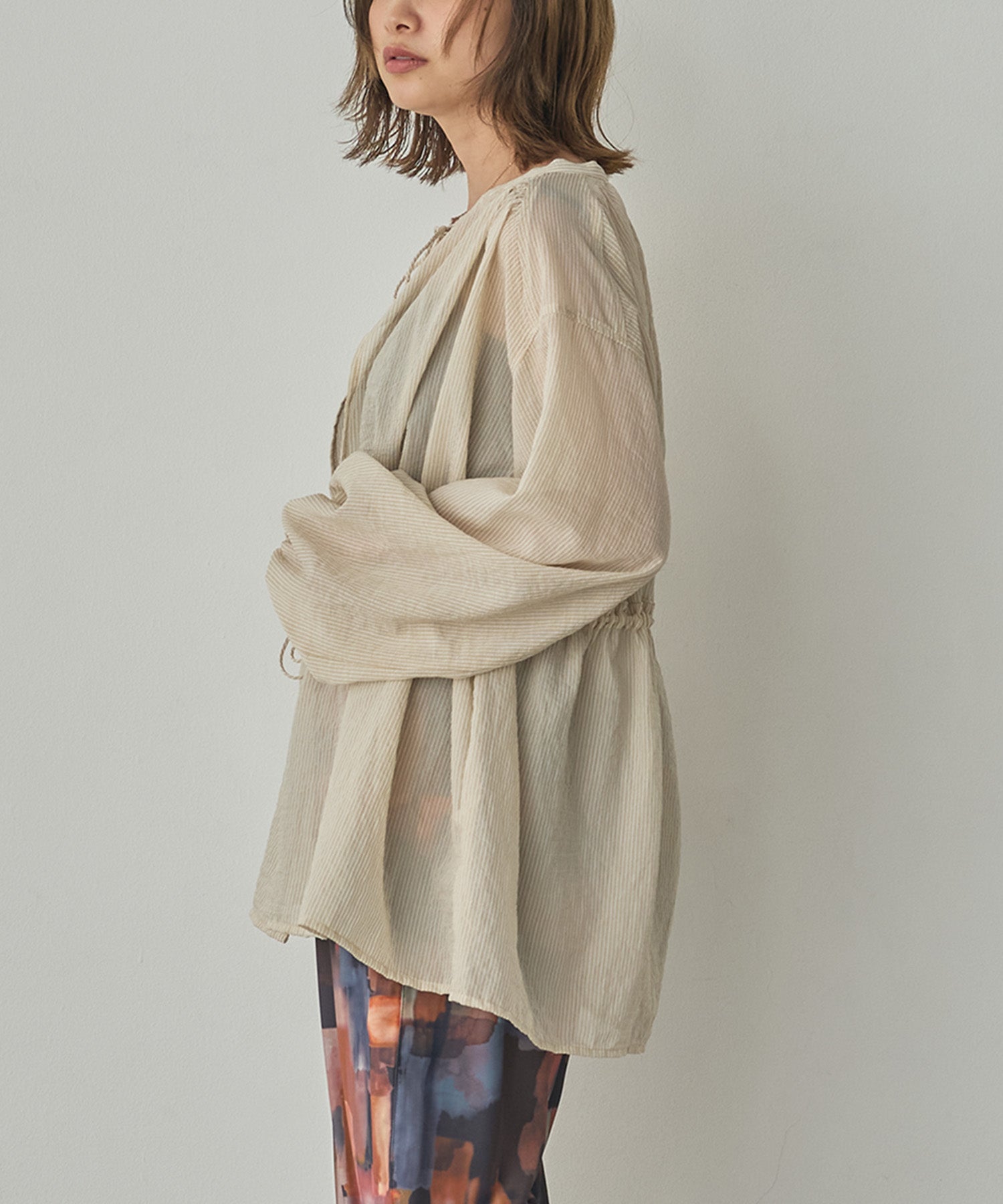 GROSGRAIN STRIPED CARDIGAN SHIRT