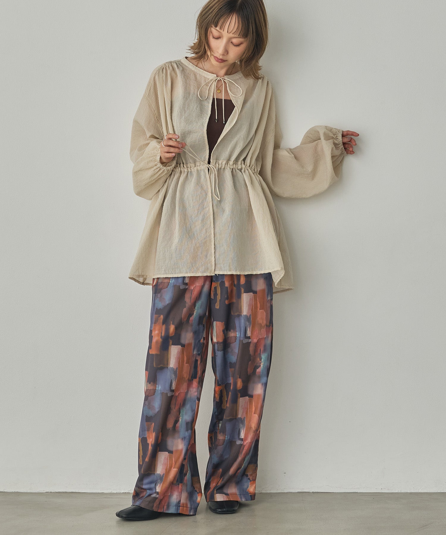 GROSGRAIN STRIPED CARDIGAN SHIRT