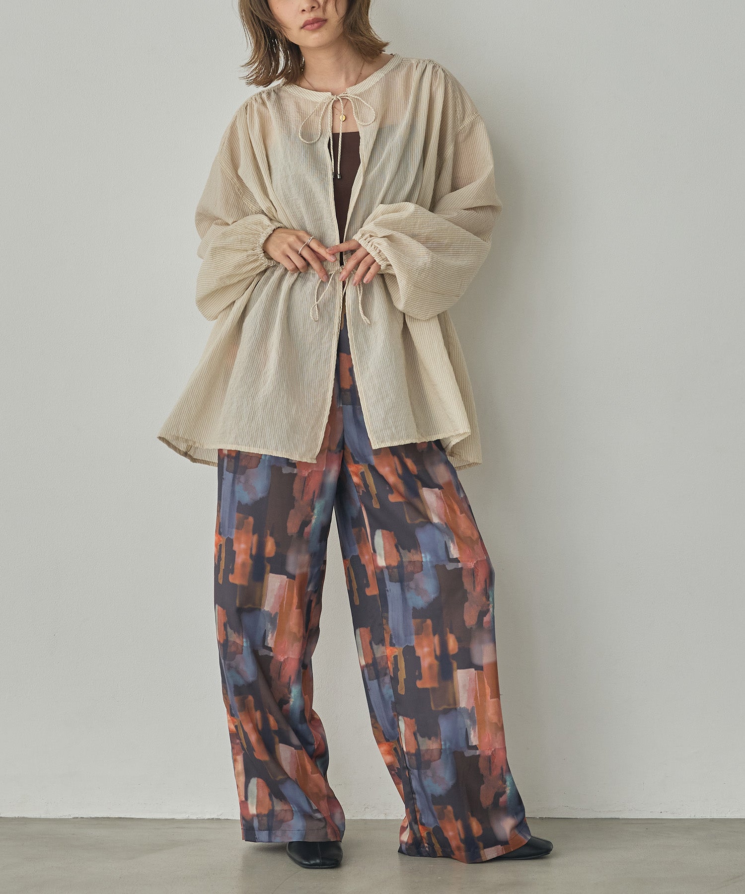 GROSGRAIN STRIPED CARDIGAN SHIRT