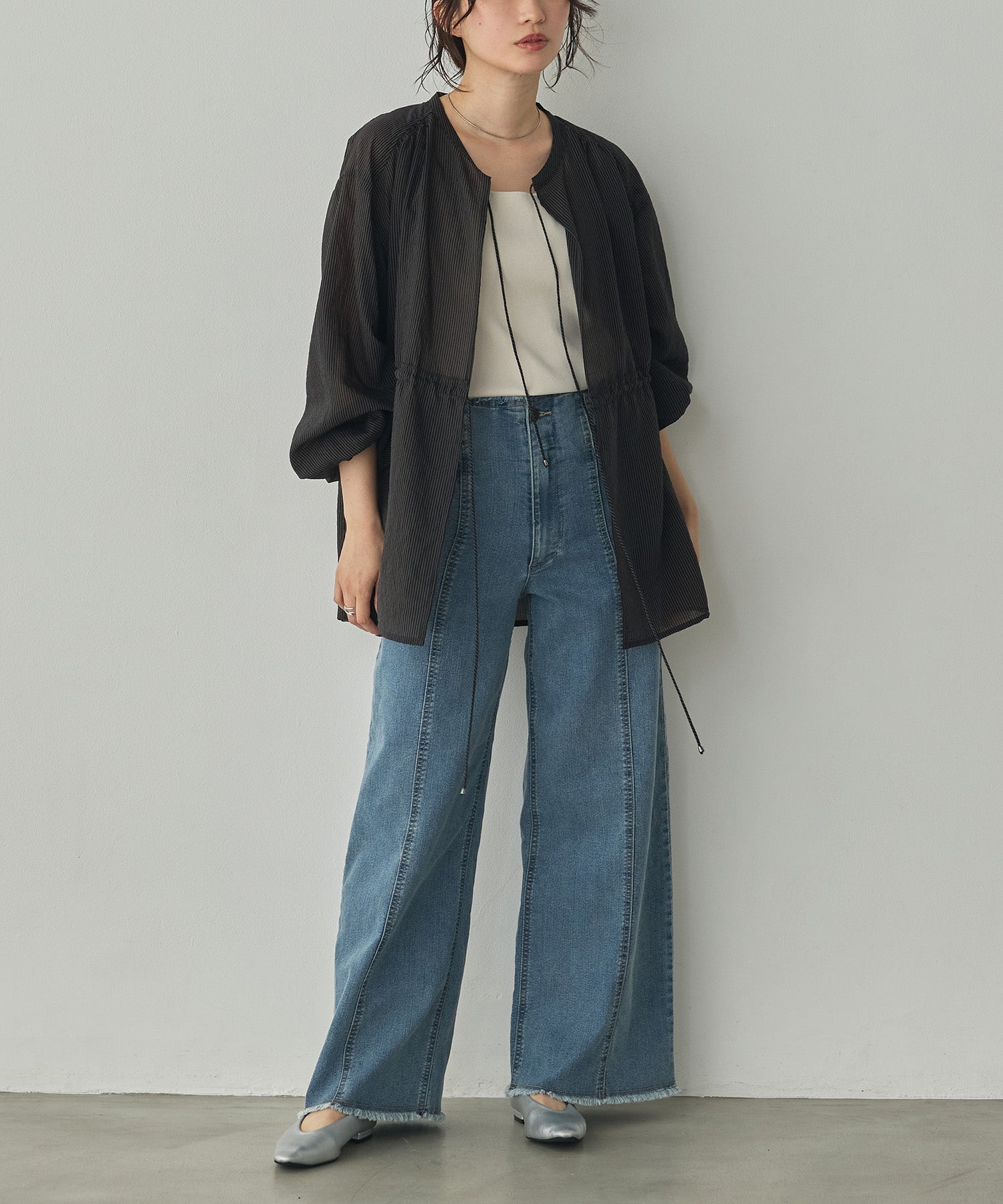 GROSGRAIN STRIPED CARDIGAN SHIRT