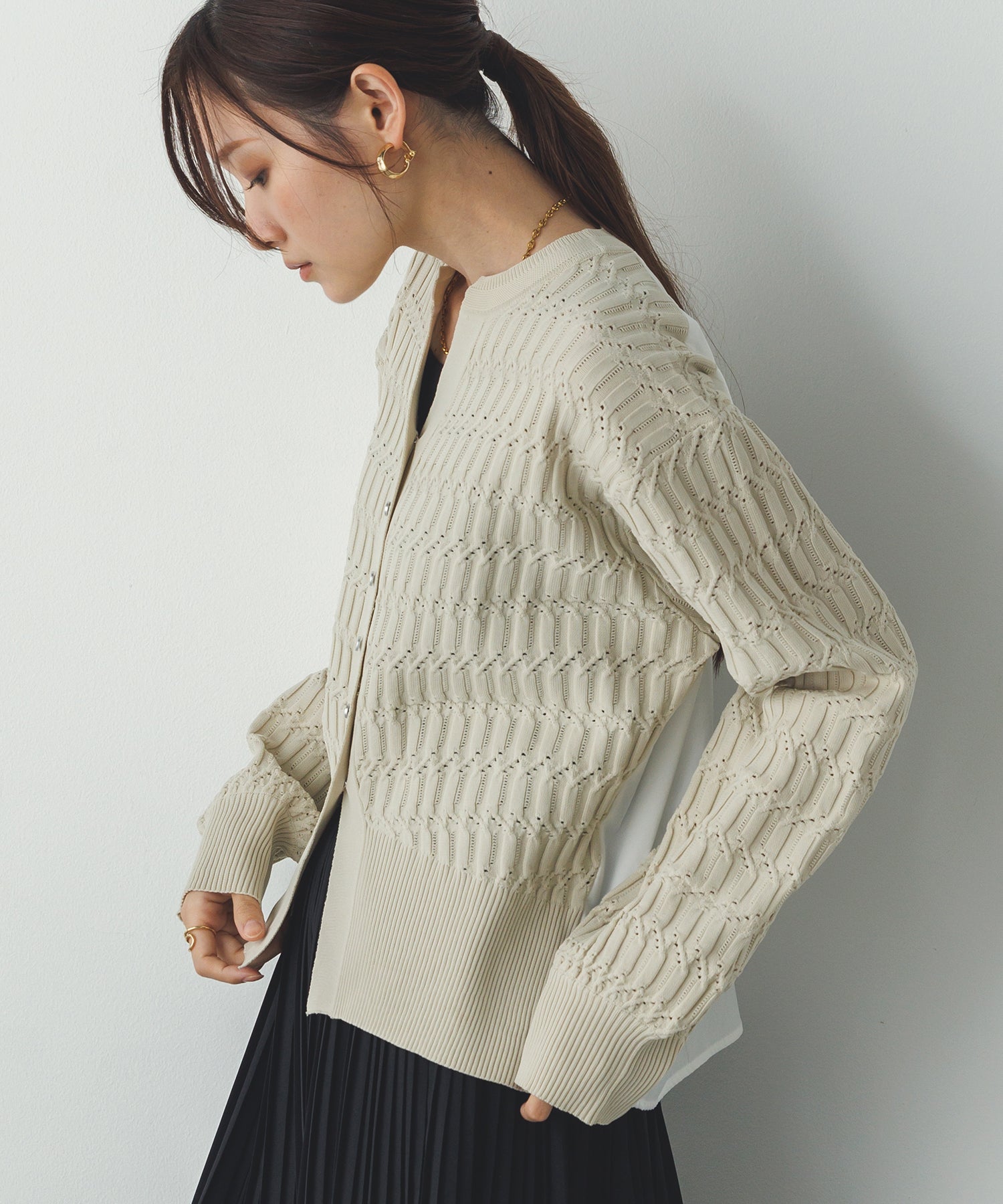 【新色追加】ニットドッキングカーディガン