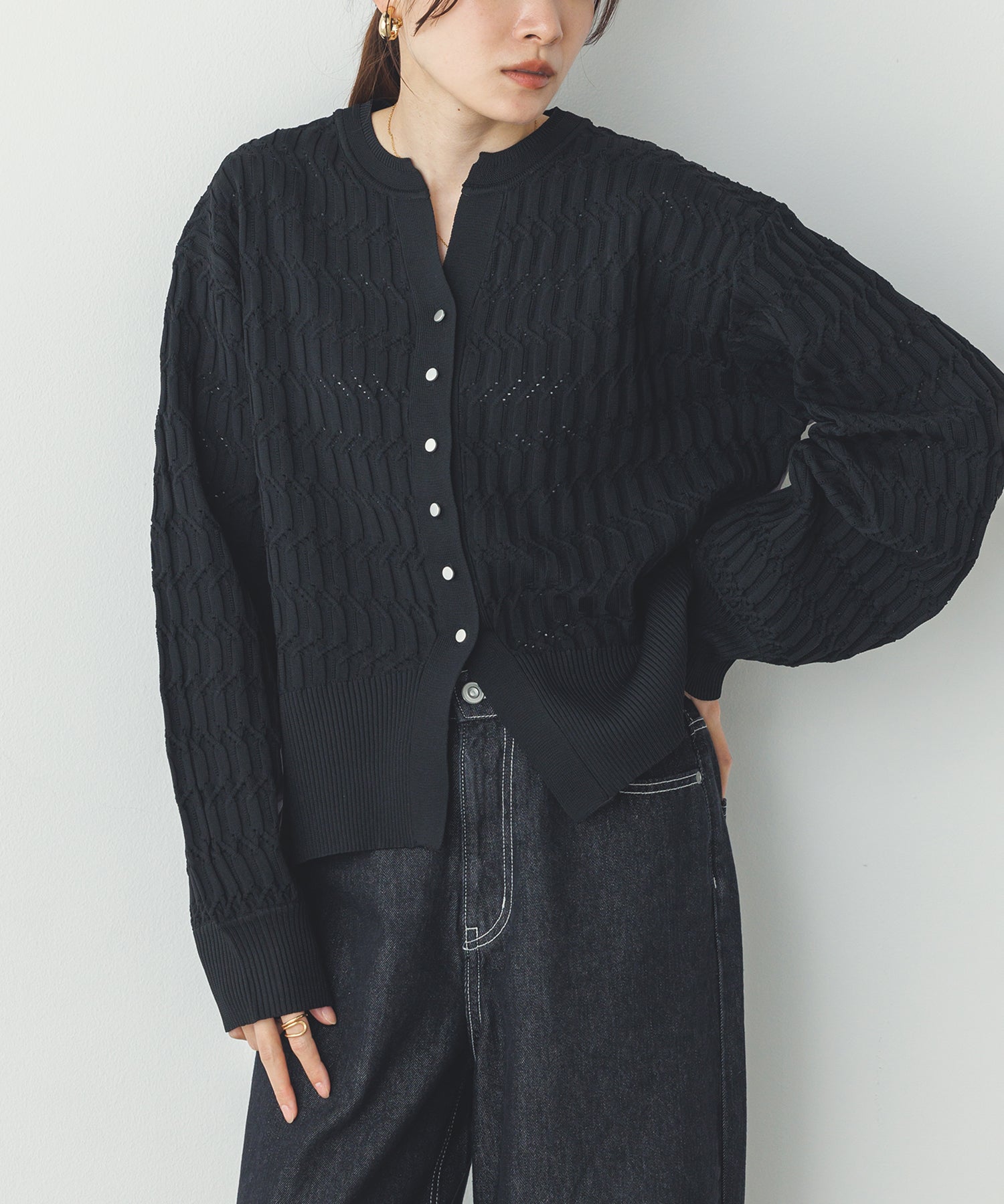 【新色追加】ニットドッキングカーディガン