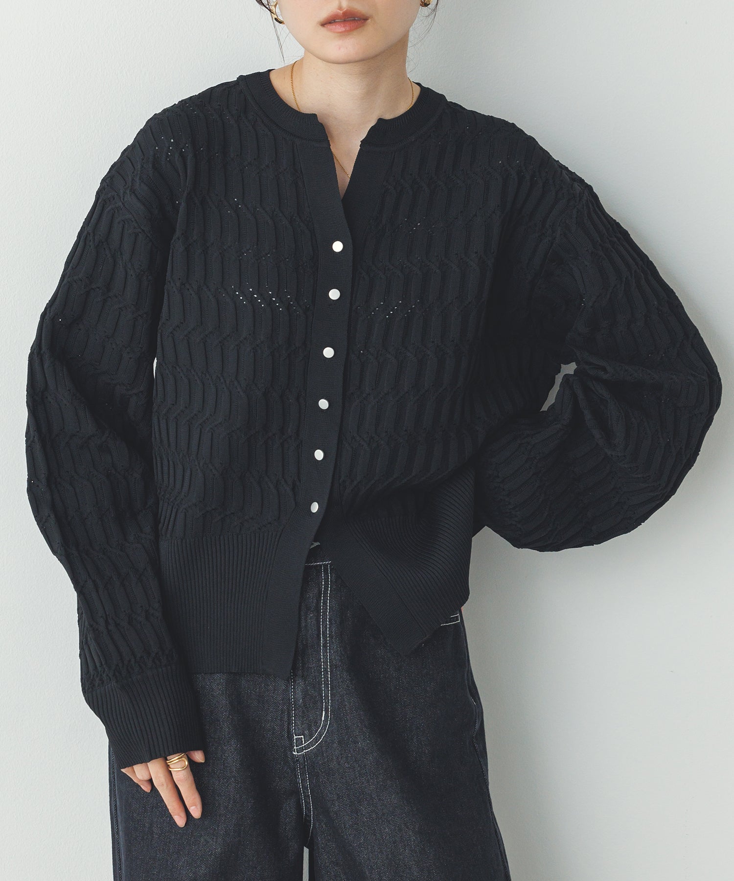 【新色追加】ニットドッキングカーディガン