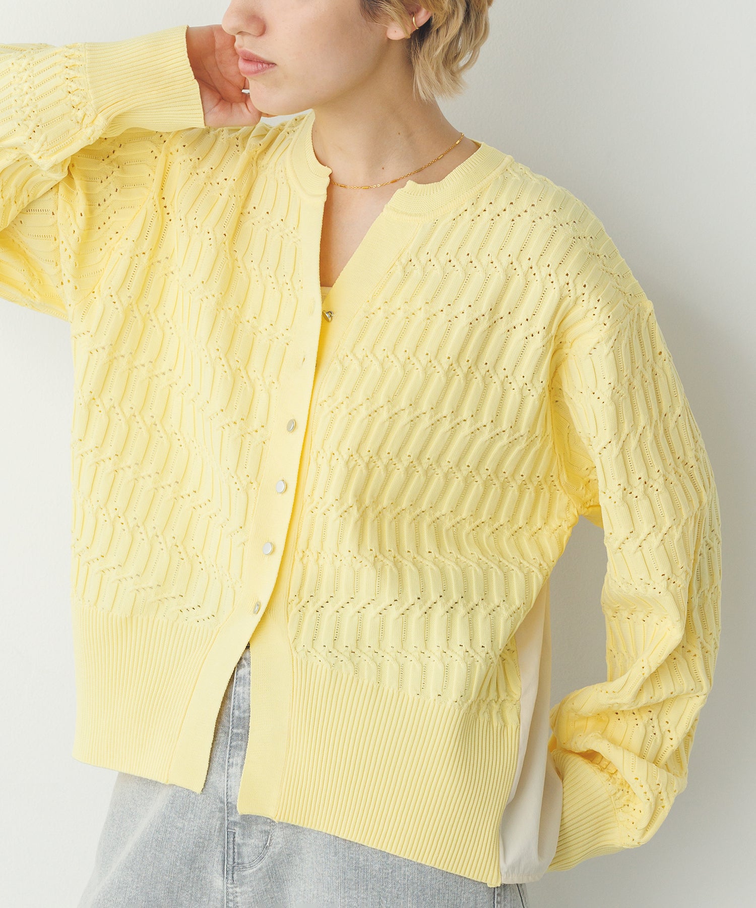 【新色追加】ニットドッキングカーディガン