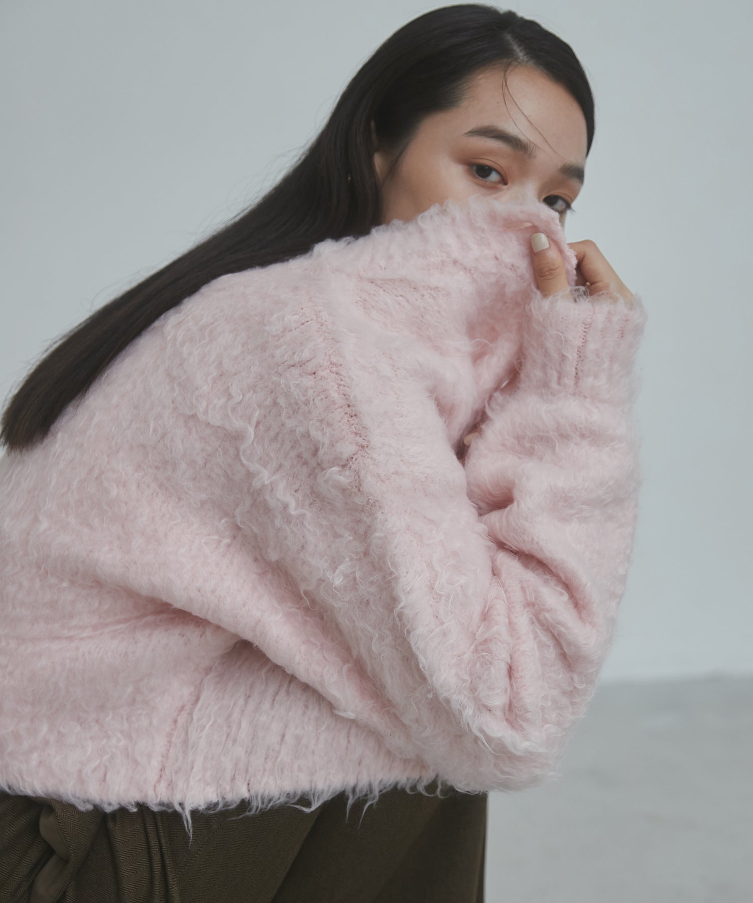 シャギー起毛 ショートカーデ