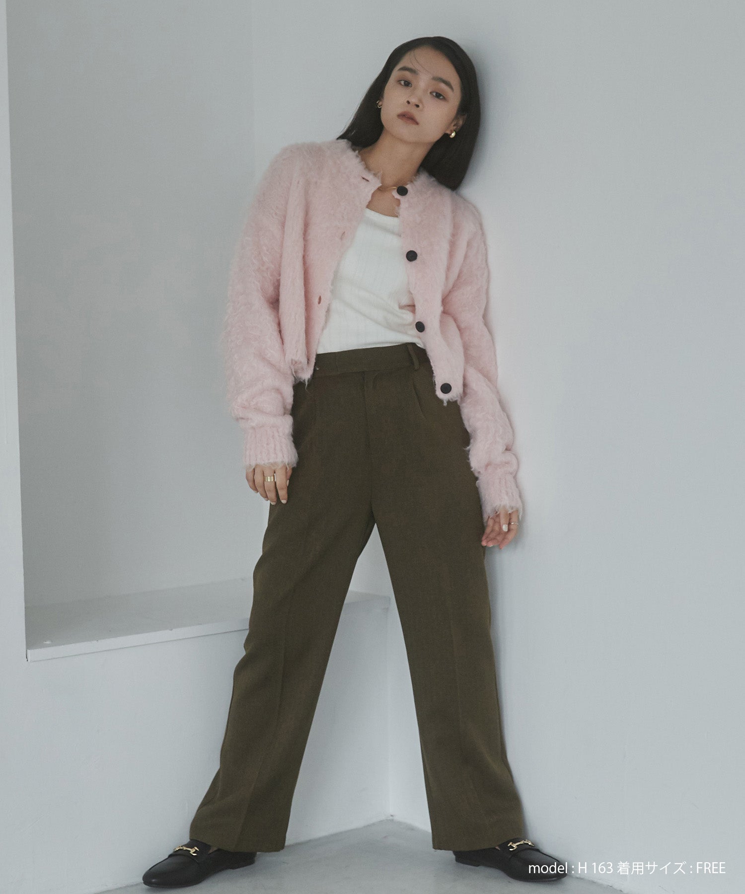 シャギー起毛 ショートカーデ