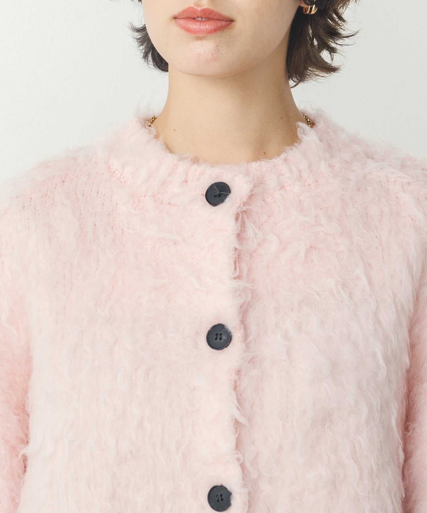 シャギー起毛 ショートカーデ