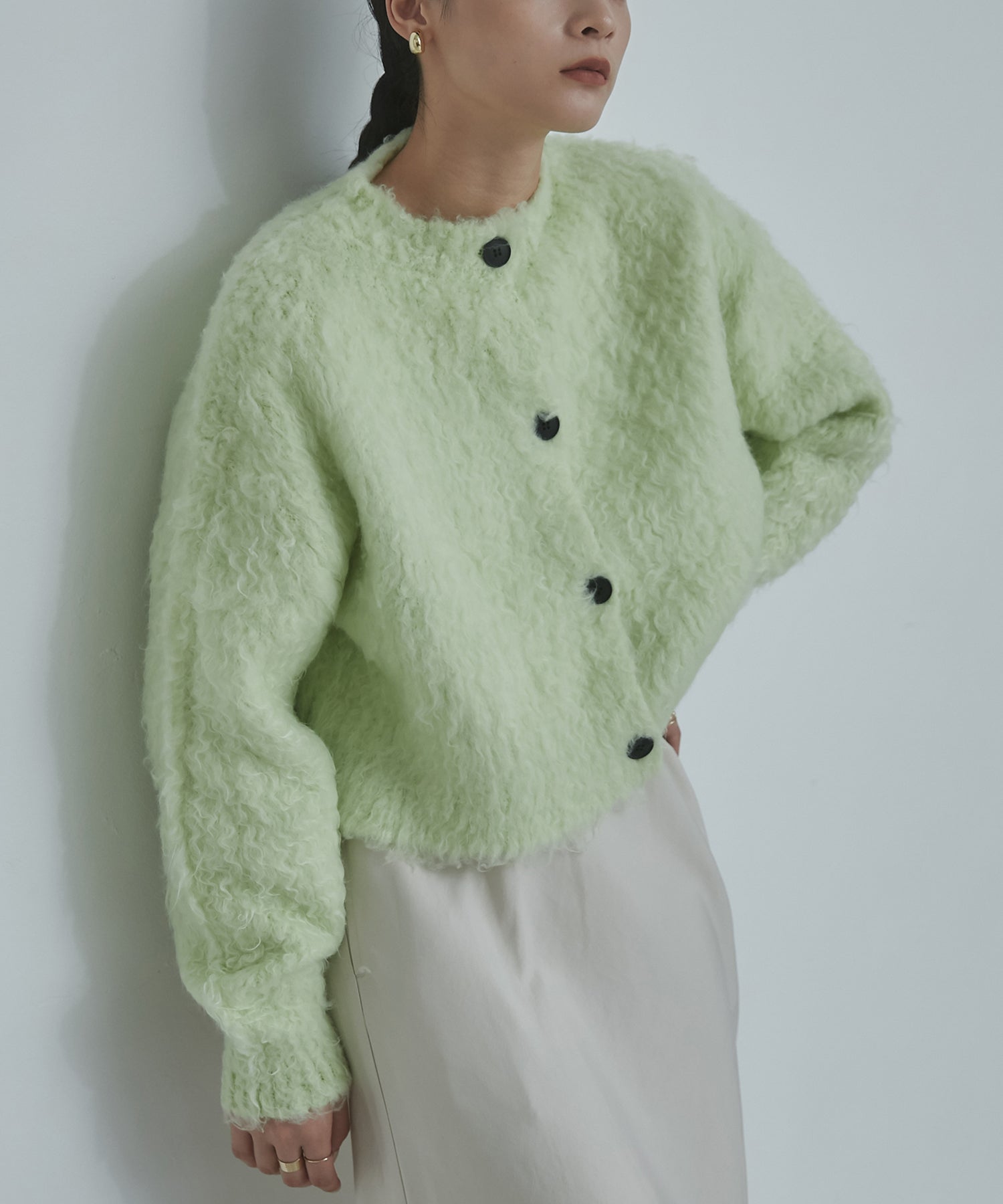 シャギー起毛 ショートカーデ