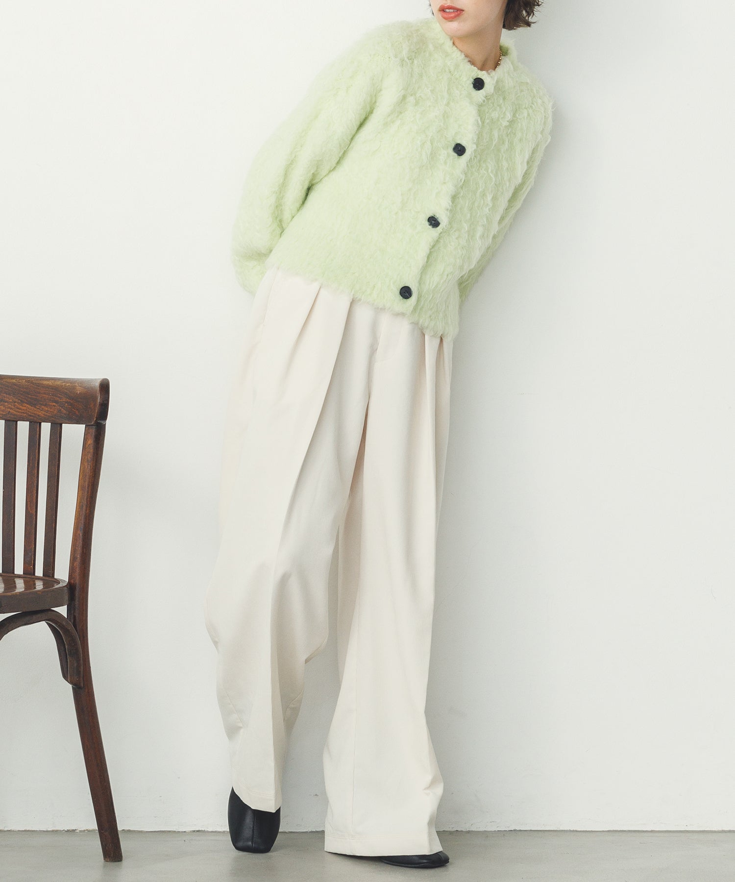 シャギー起毛 ショートカーデ