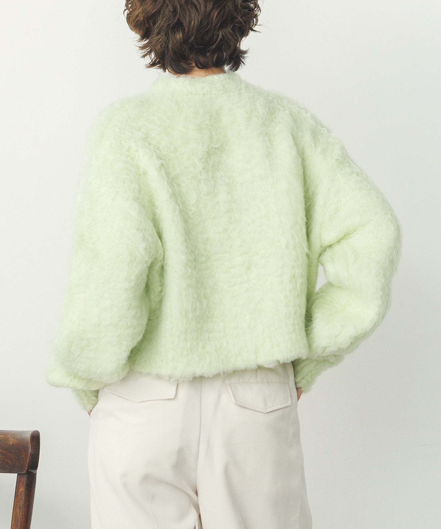 シャギー起毛 ショートカーデ