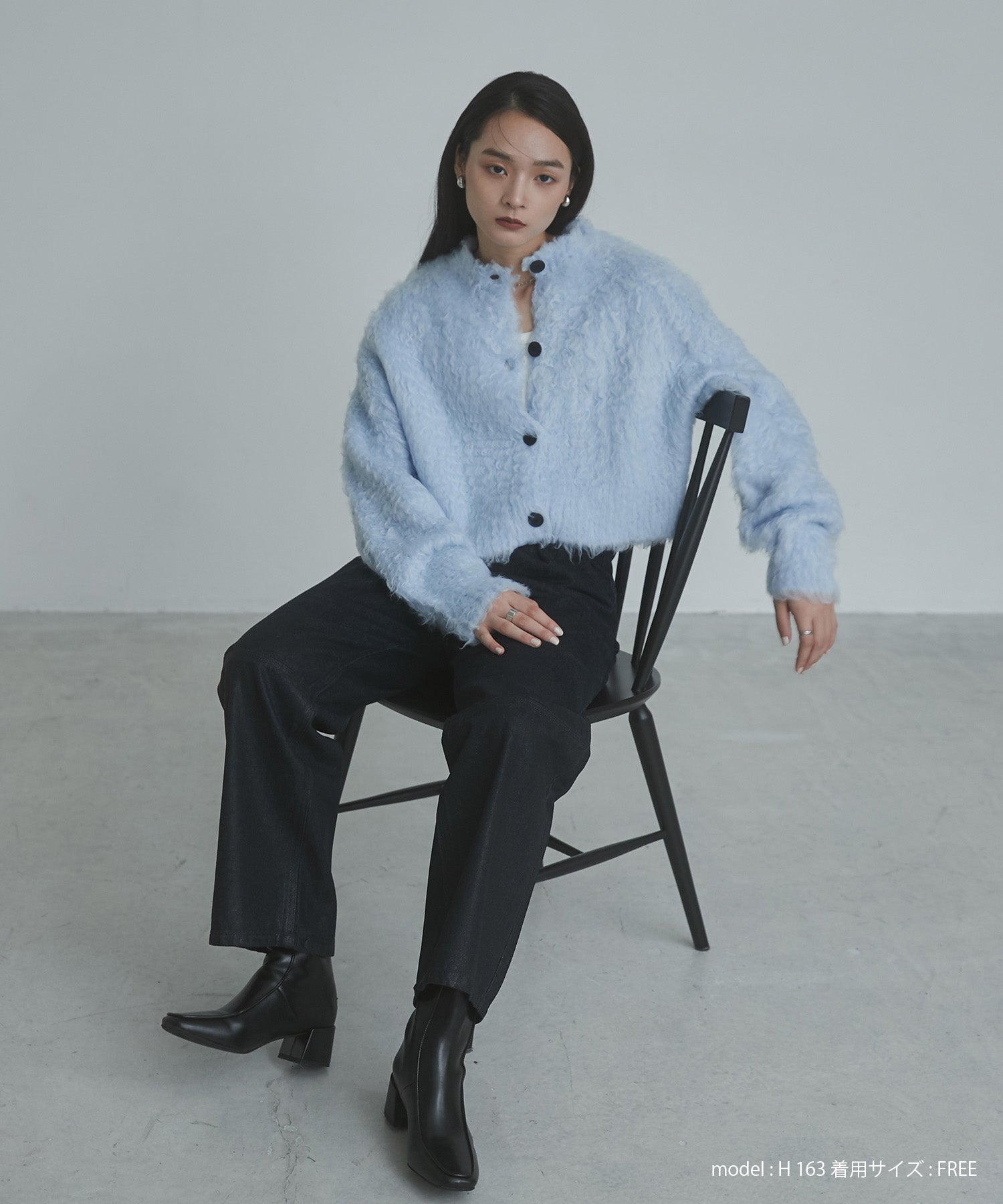 シャギー起毛 ショートカーデ