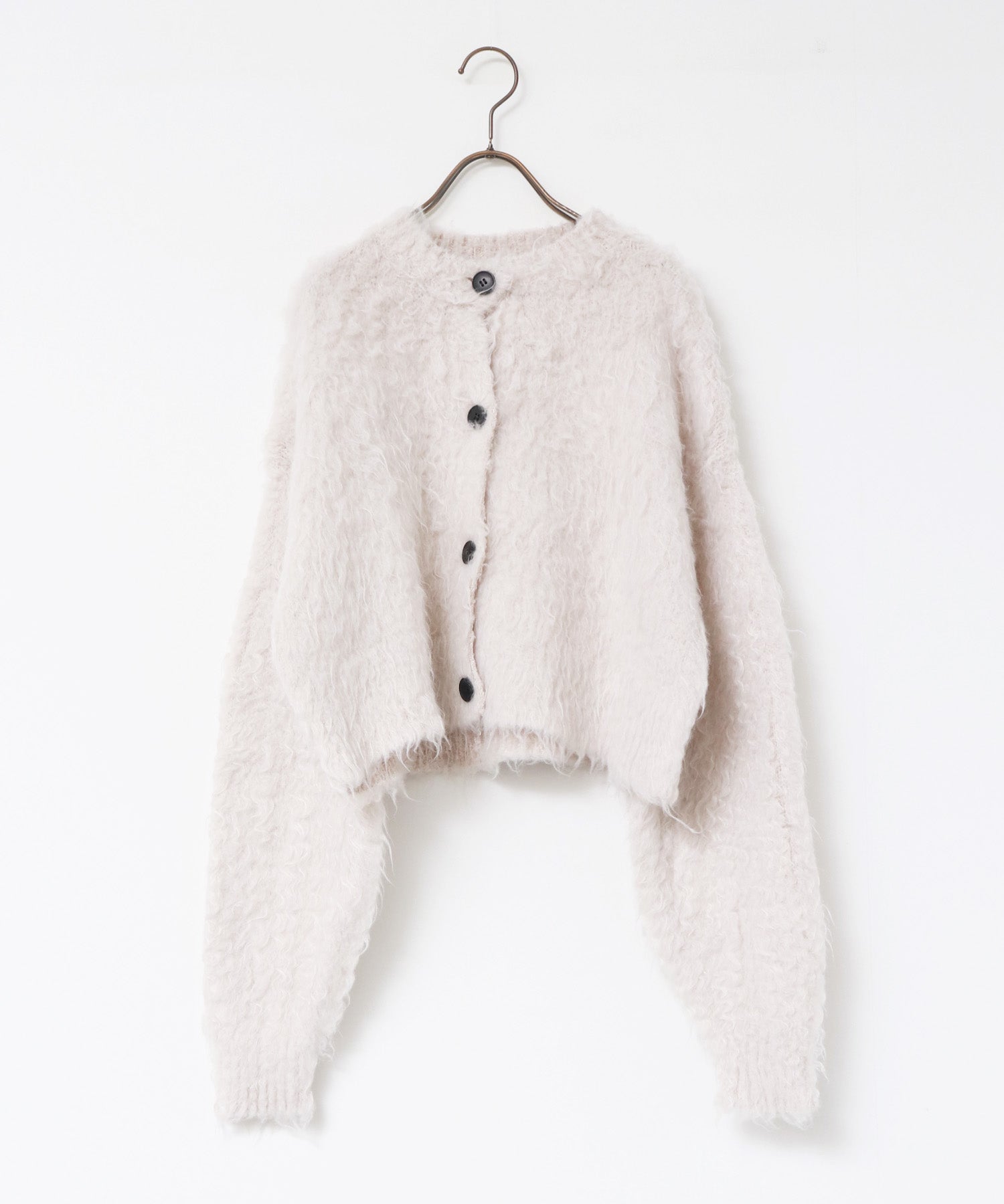 シャギー起毛 ショートカーデ