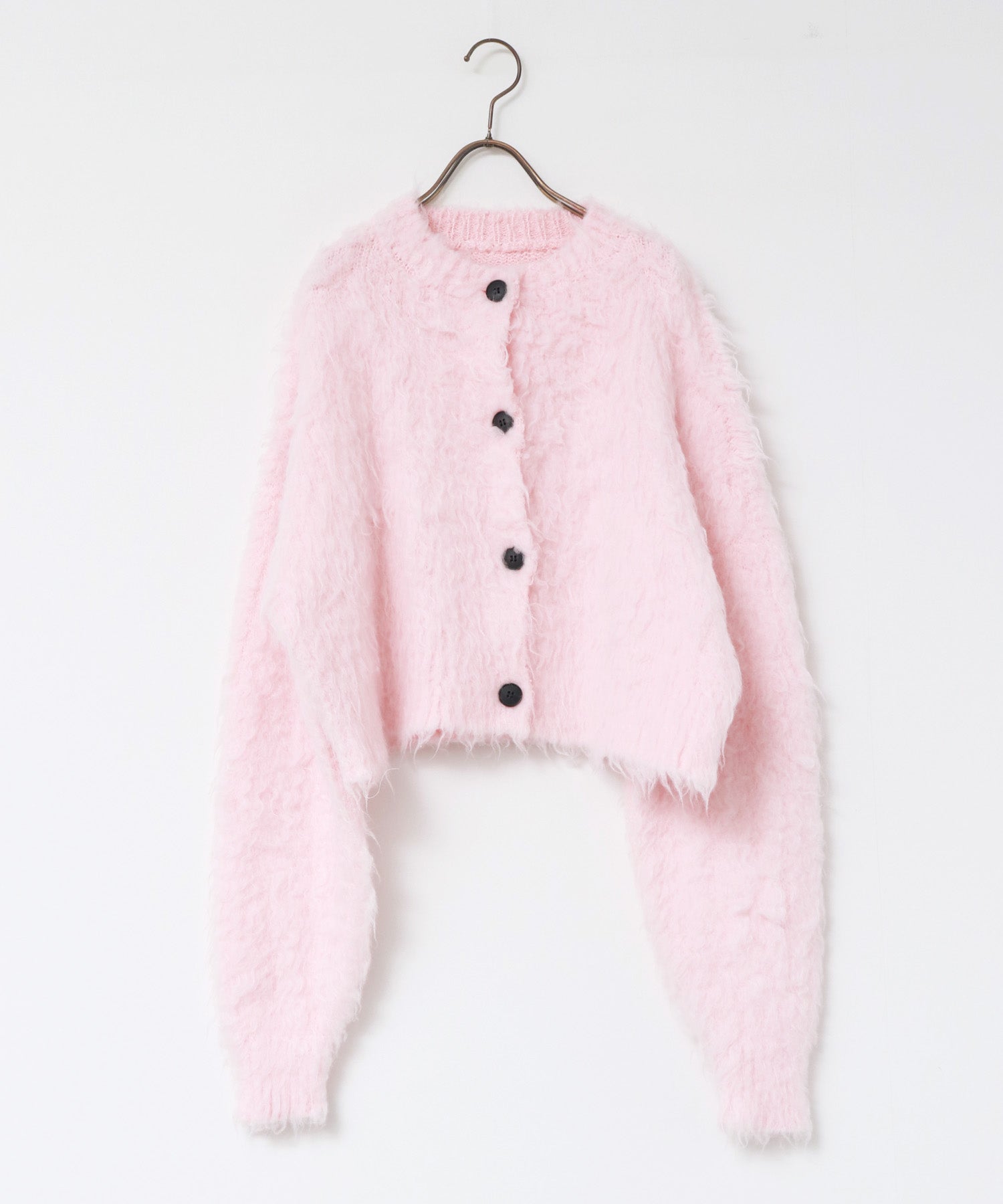 シャギー起毛 ショートカーデ