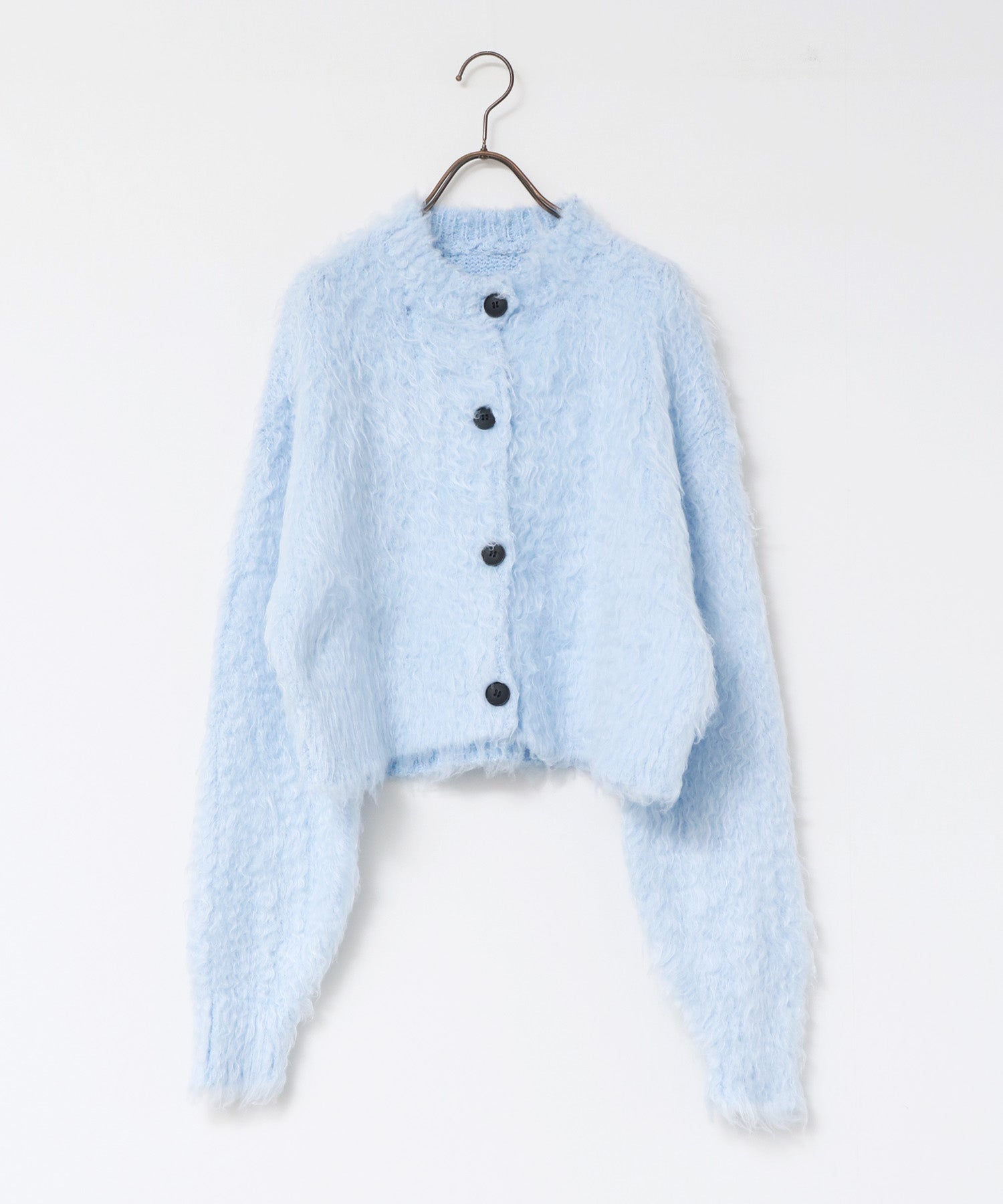 シャギー起毛 ショートカーデ