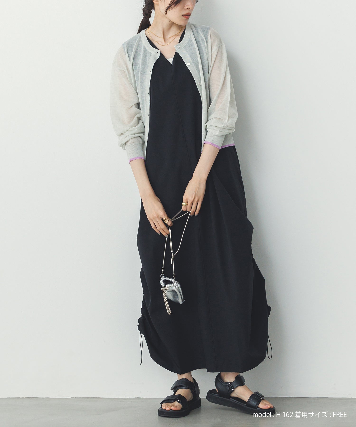 バイカラー シアーニットカーデ