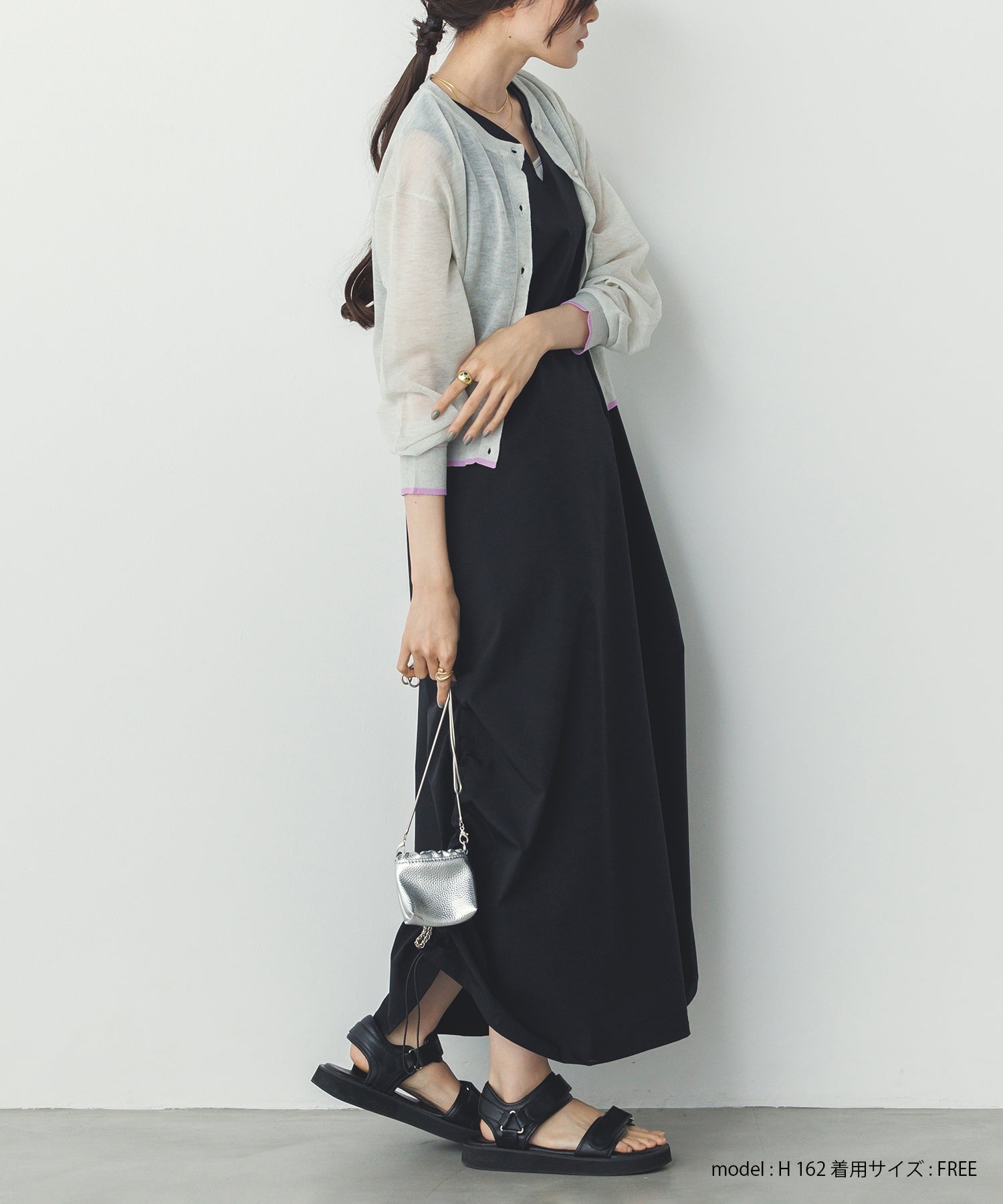 バイカラー シアーニットカーデ