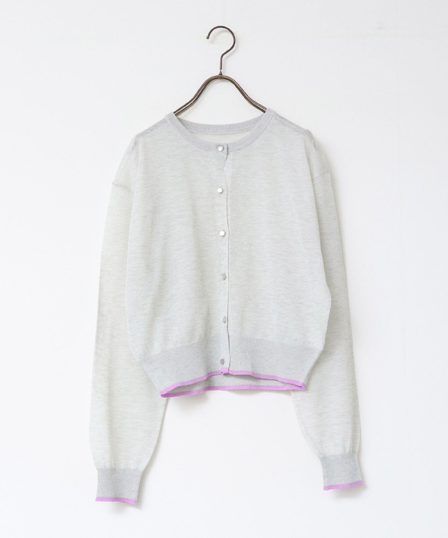 バイカラー シアーニットカーデ