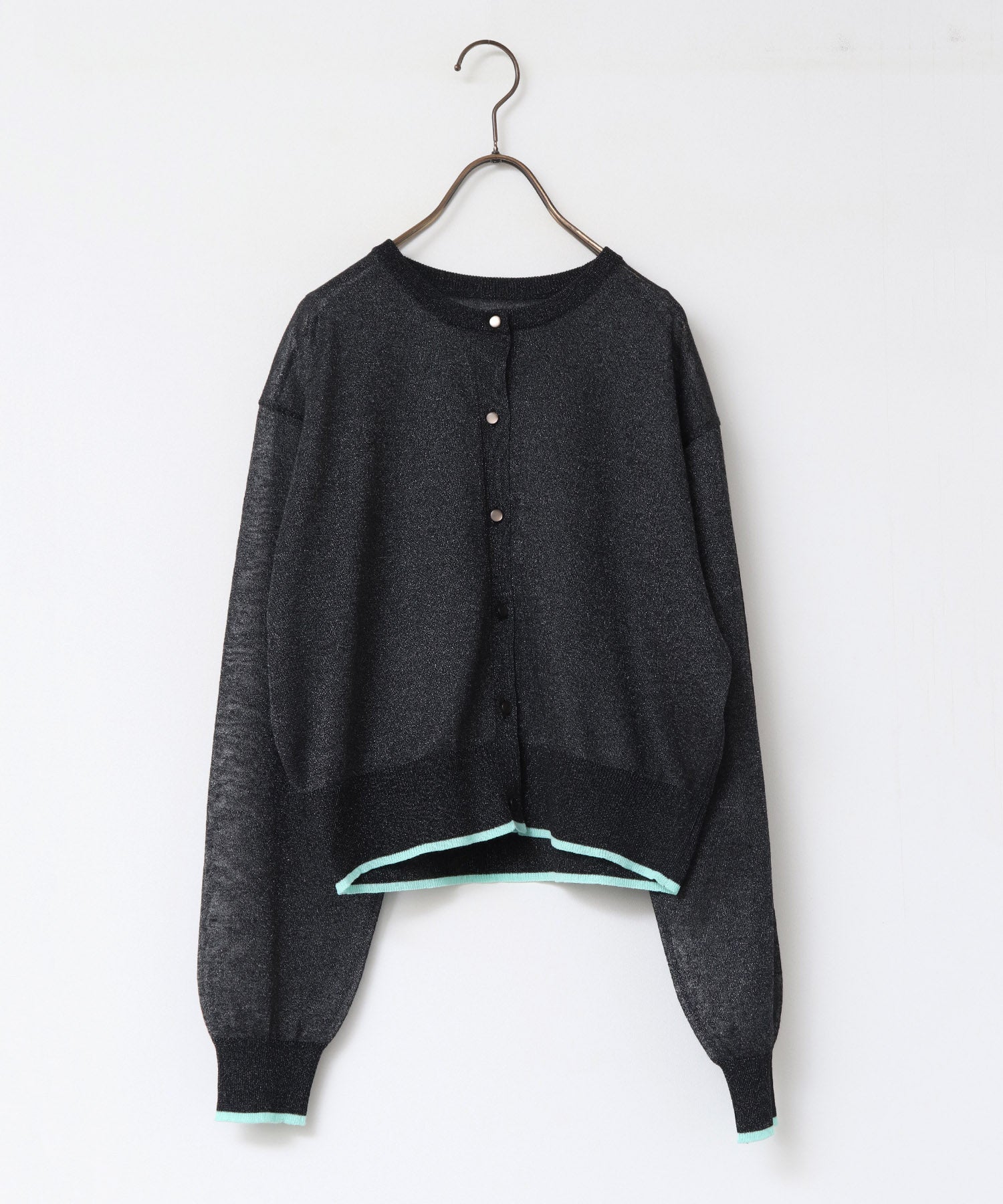 バイカラー シアーニットカーデ