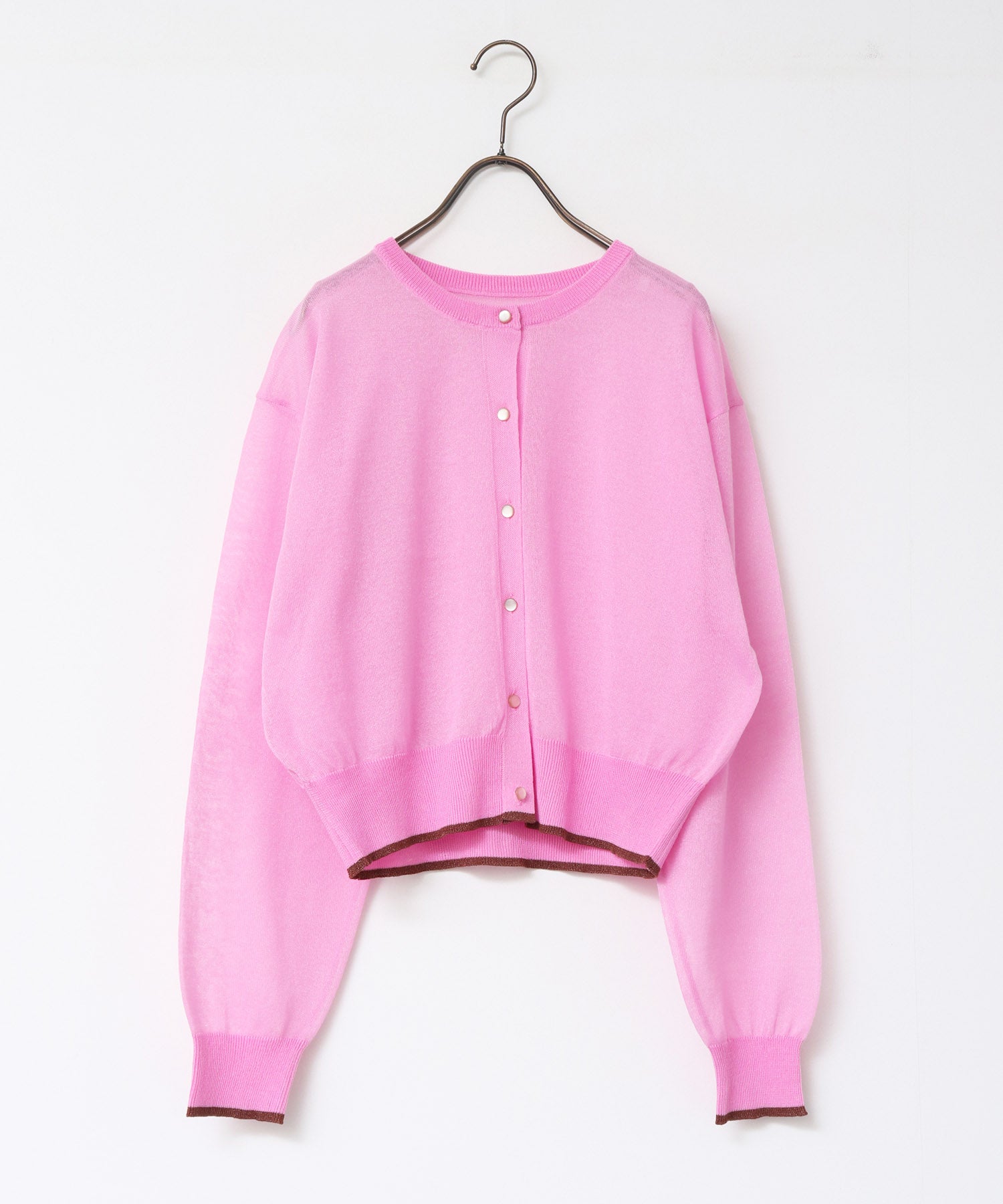 バイカラー シアーニットカーデ