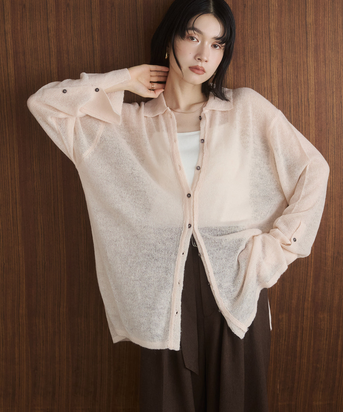 ALPACA KNIT SHEER SHIRT