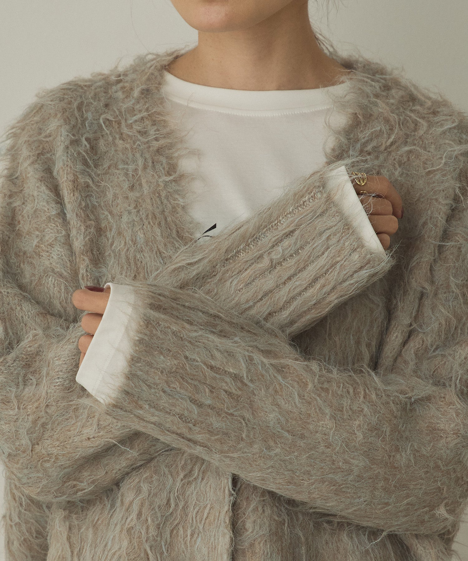 起毛シャギー ニットカーディガン