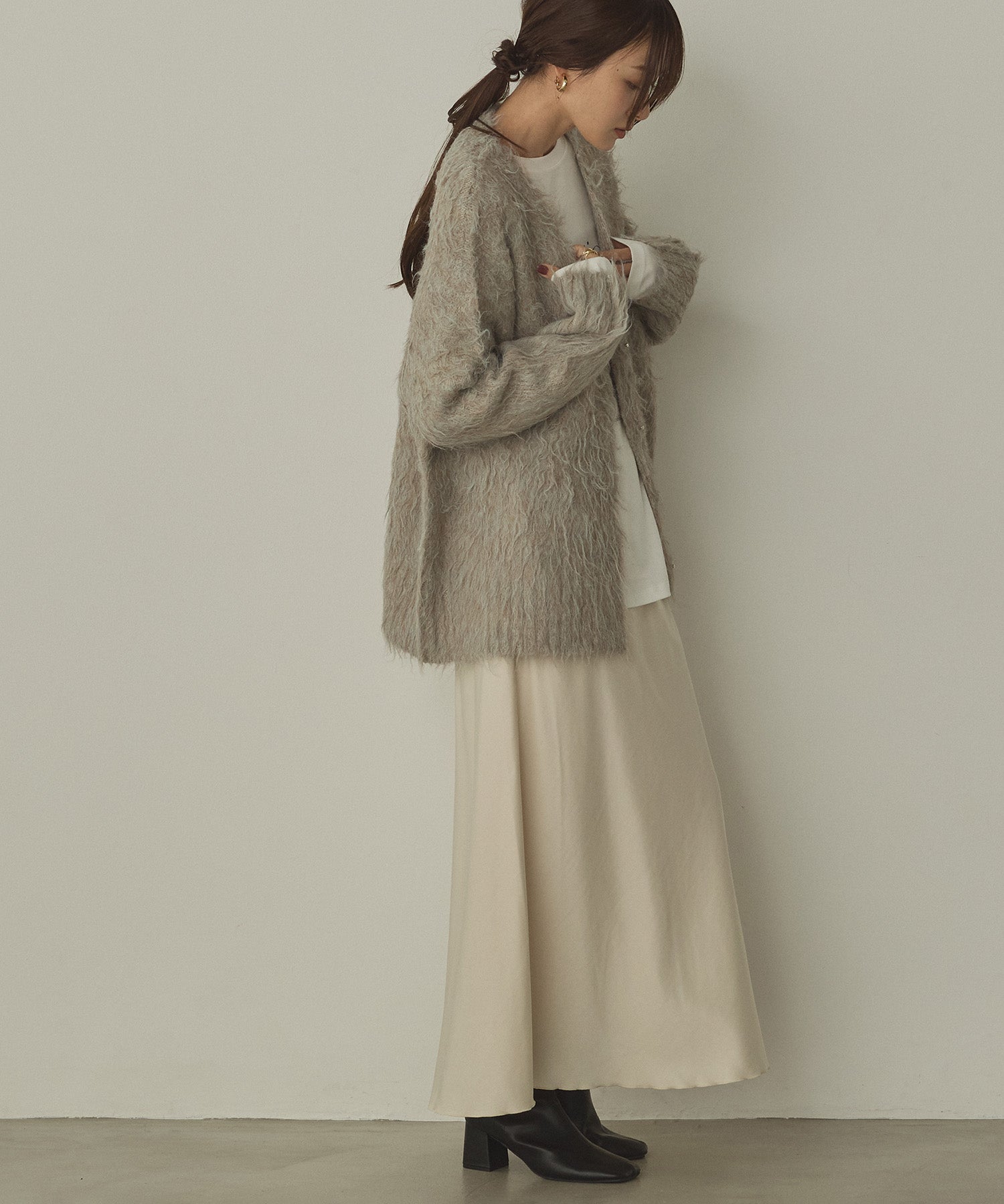 起毛シャギー ニットカーディガン