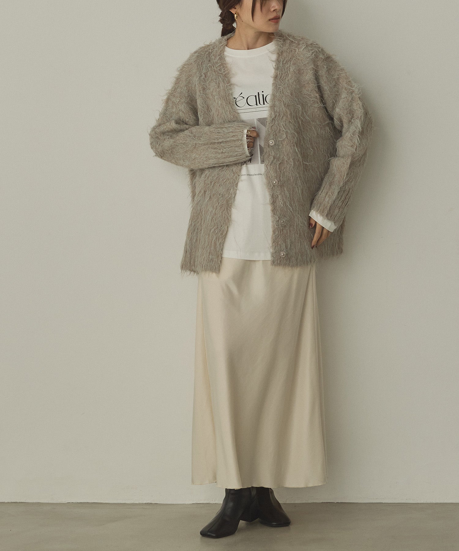 起毛シャギー ニットカーディガン