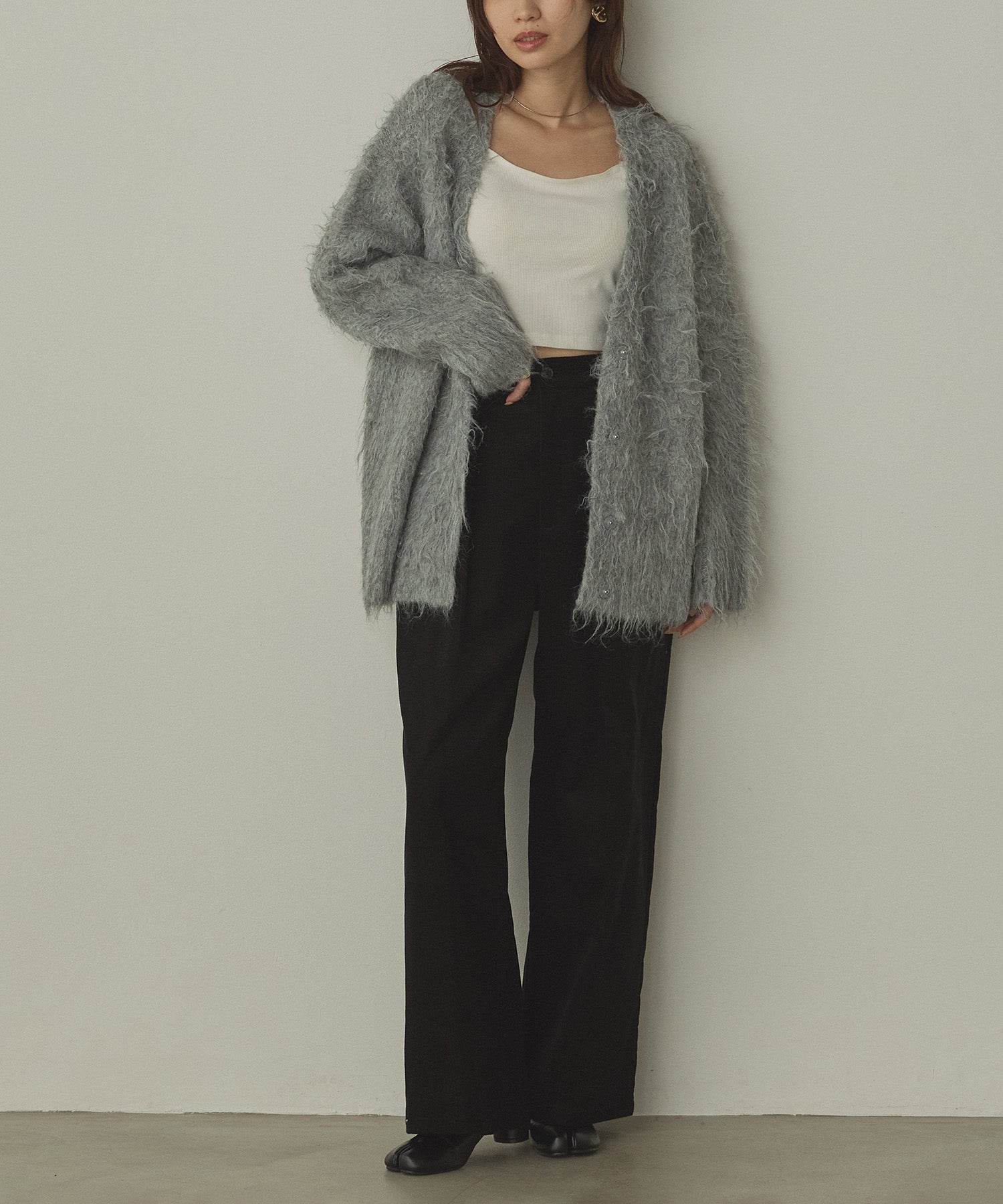 起毛シャギー ニットカーディガン