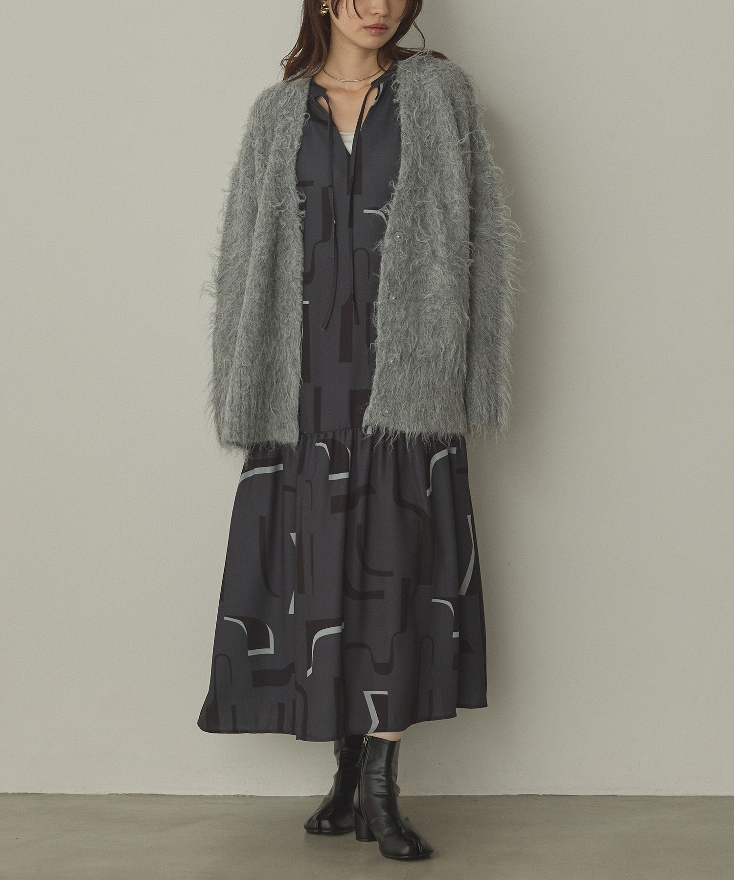 起毛シャギー ニットカーディガン