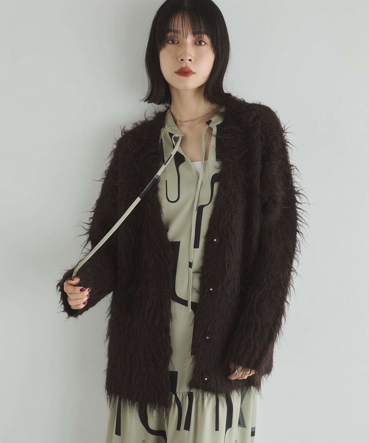 起毛シャギー ニットカーディガン