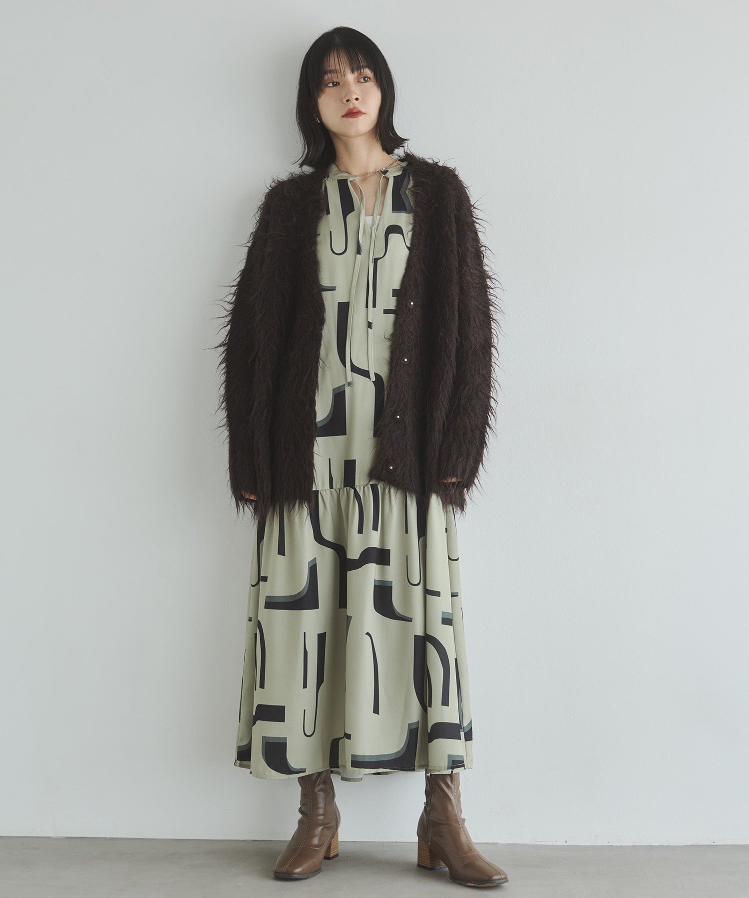 起毛シャギー ニットカーディガン