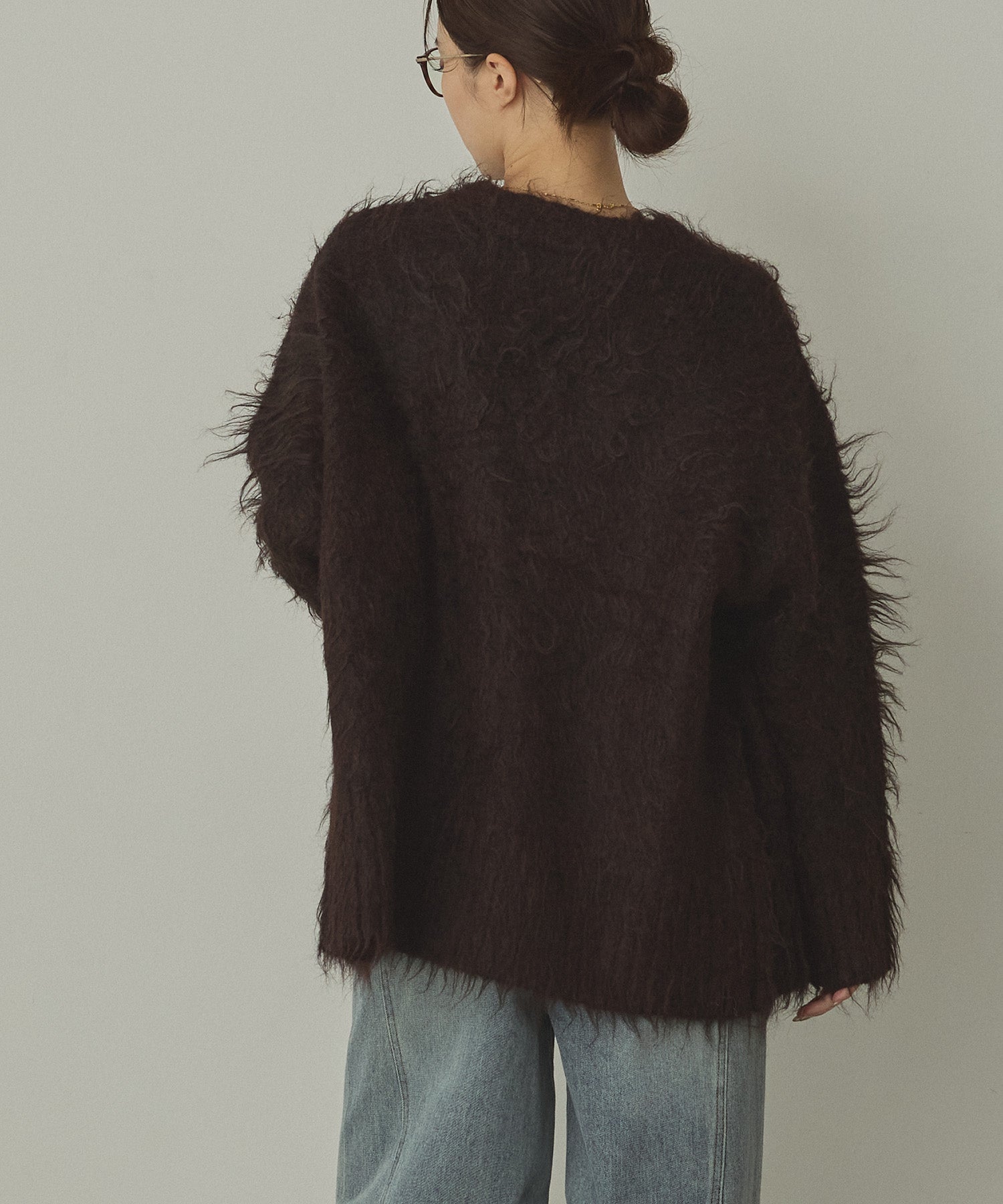 起毛シャギー ニットカーディガン