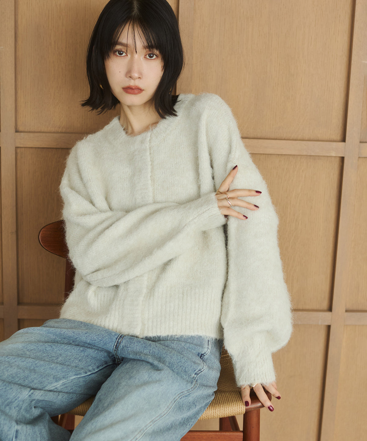 SHAGGY MIXED COLOR KNIT CARDIGAN