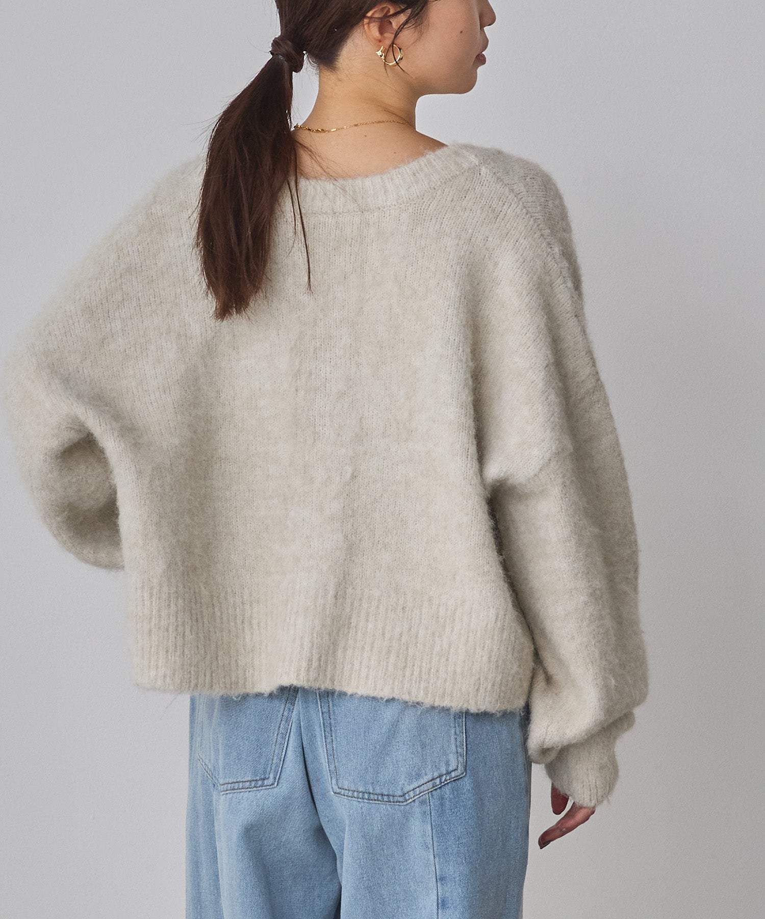 シャギー ミックスカラー起毛ニットカーディガン