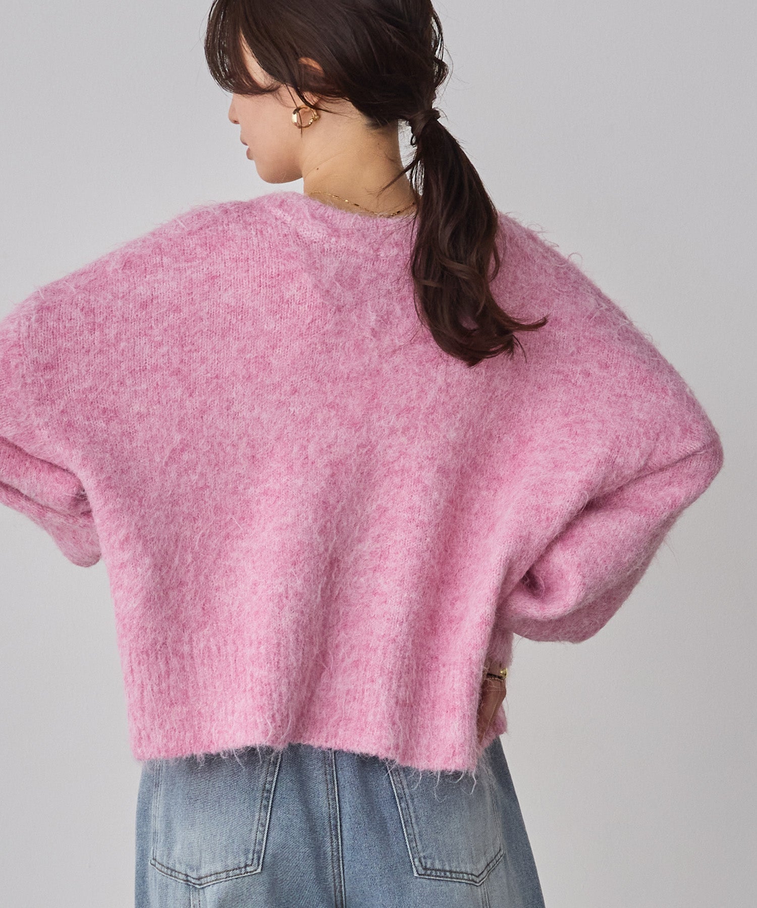 シャギー ミックスカラー起毛ニットカーディガン