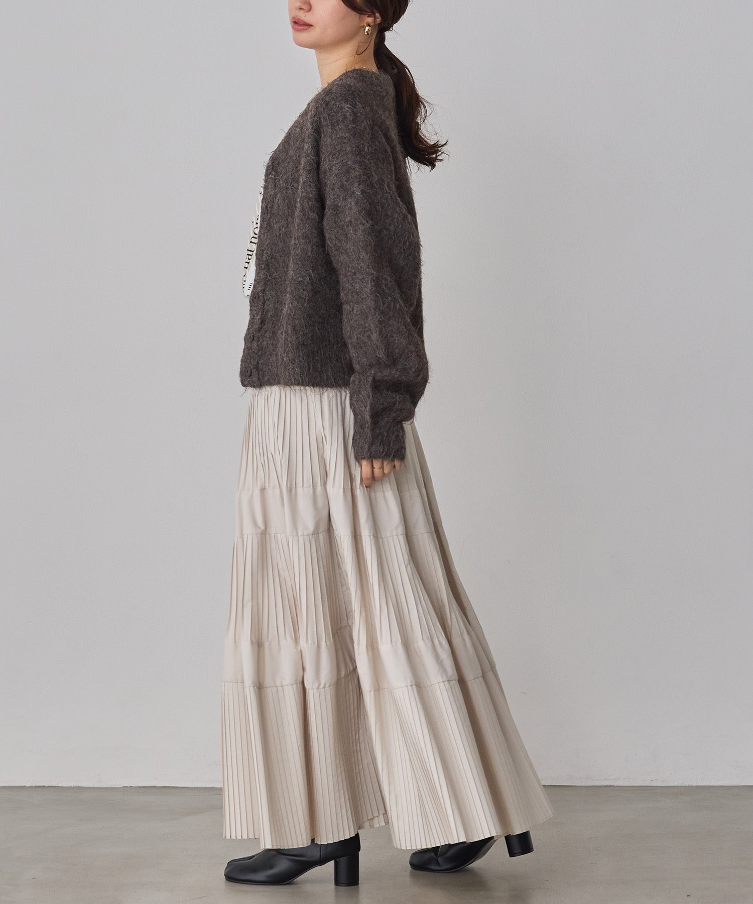 シャギー ミックスカラー起毛ニットカーディガン