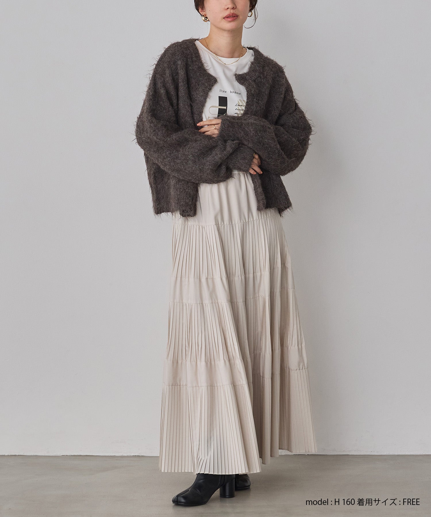 シャギー ミックスカラー起毛ニットカーディガン