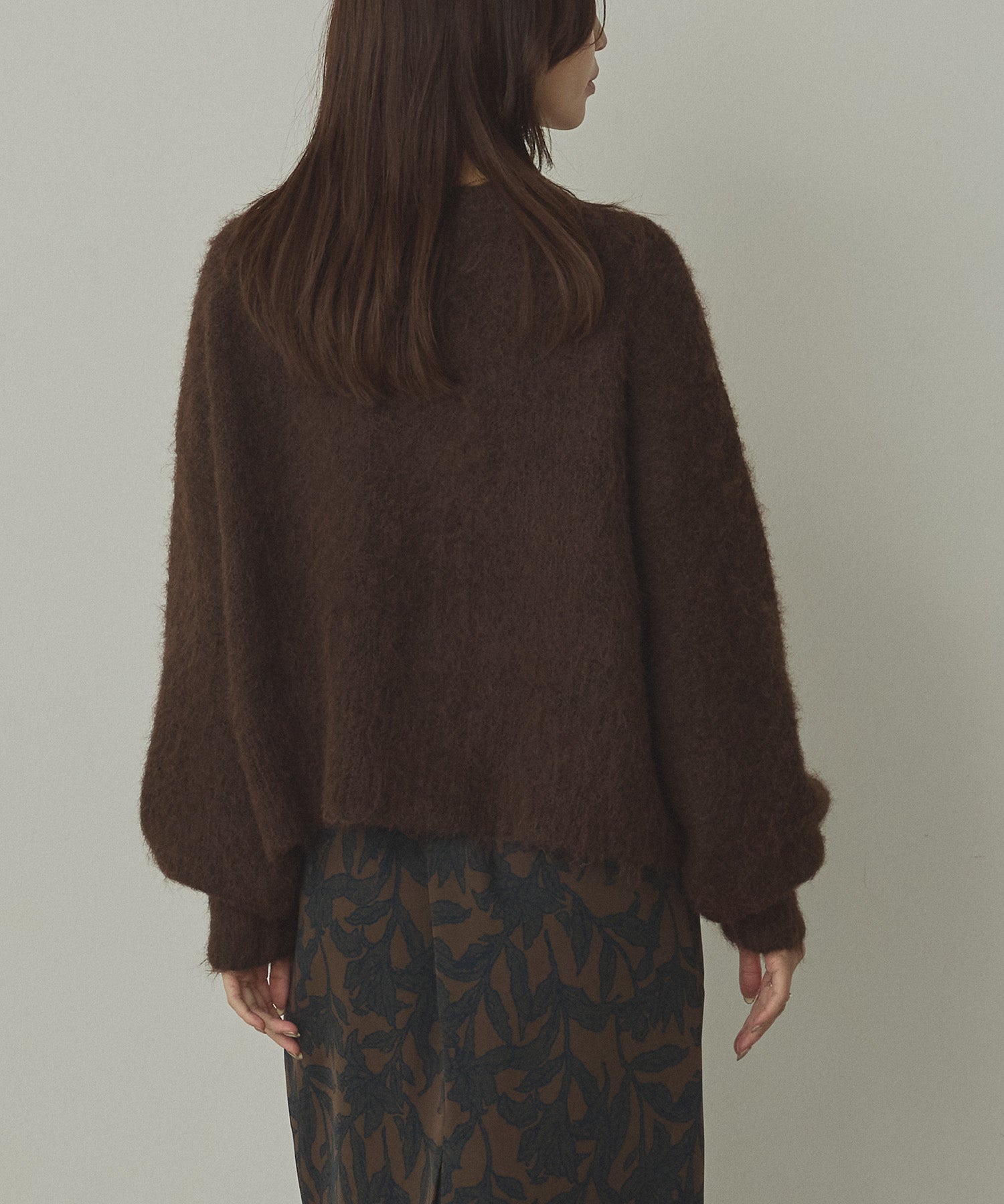 シャギー ミックスカラー起毛ニットカーディガン