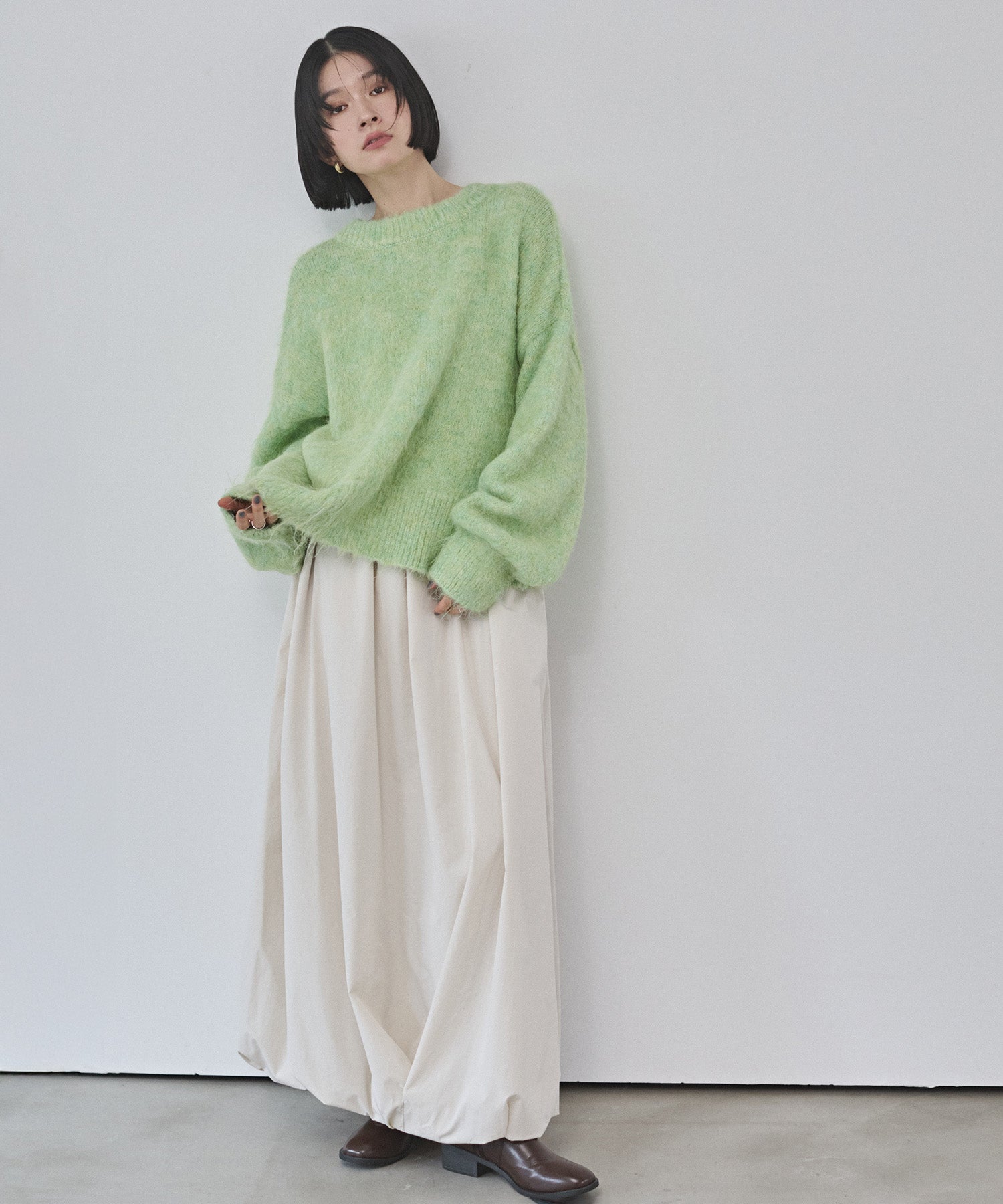 シャギー ミックスカラー起毛ニットカーディガン