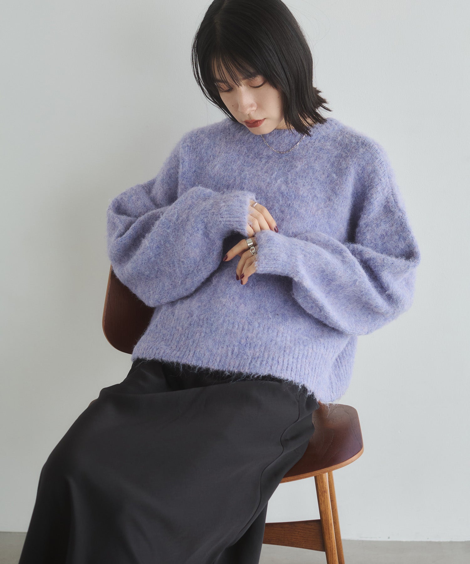 シャギー ミックスカラー起毛ニットカーディガン