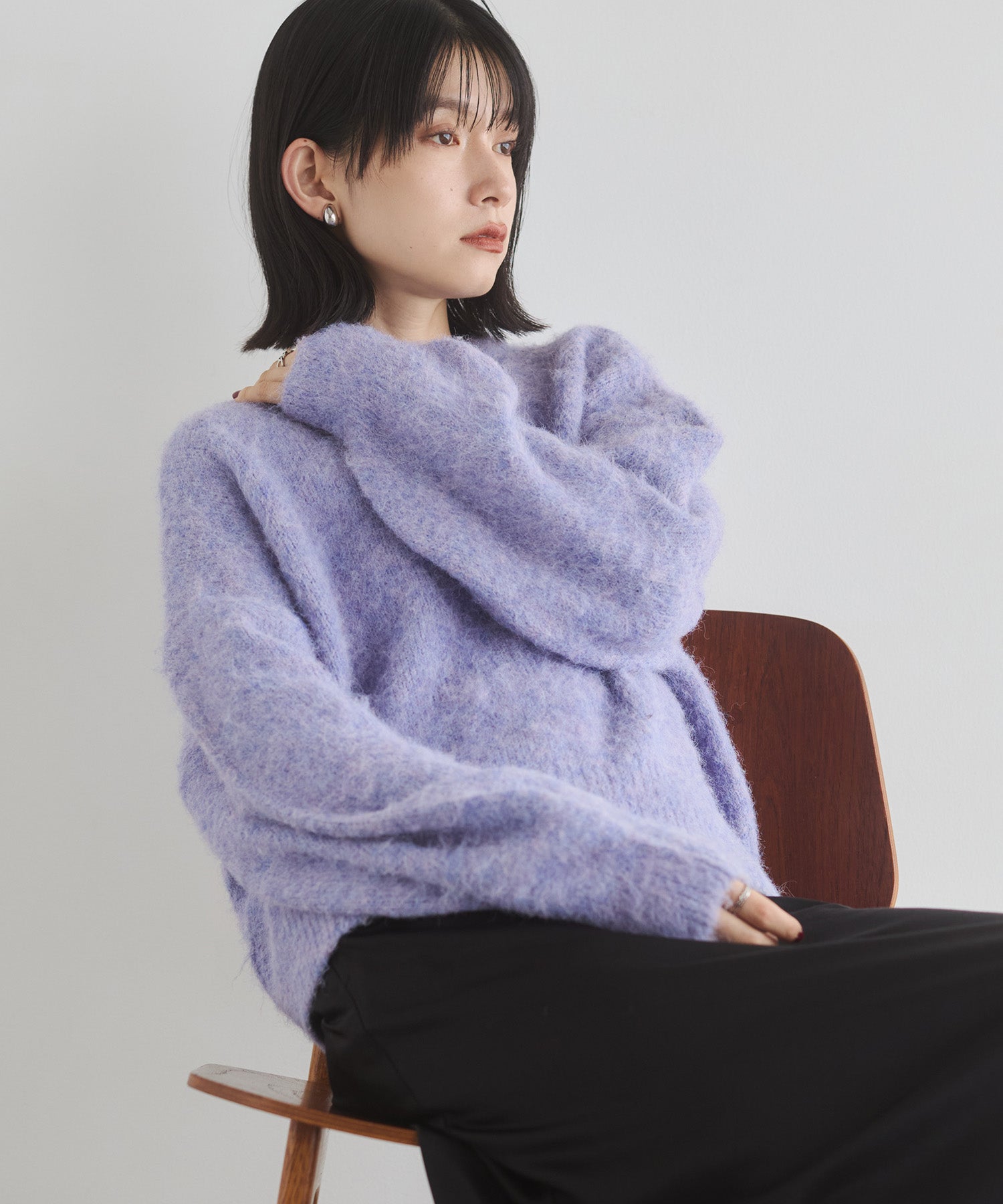 シャギー ミックスカラー起毛ニットカーディガン